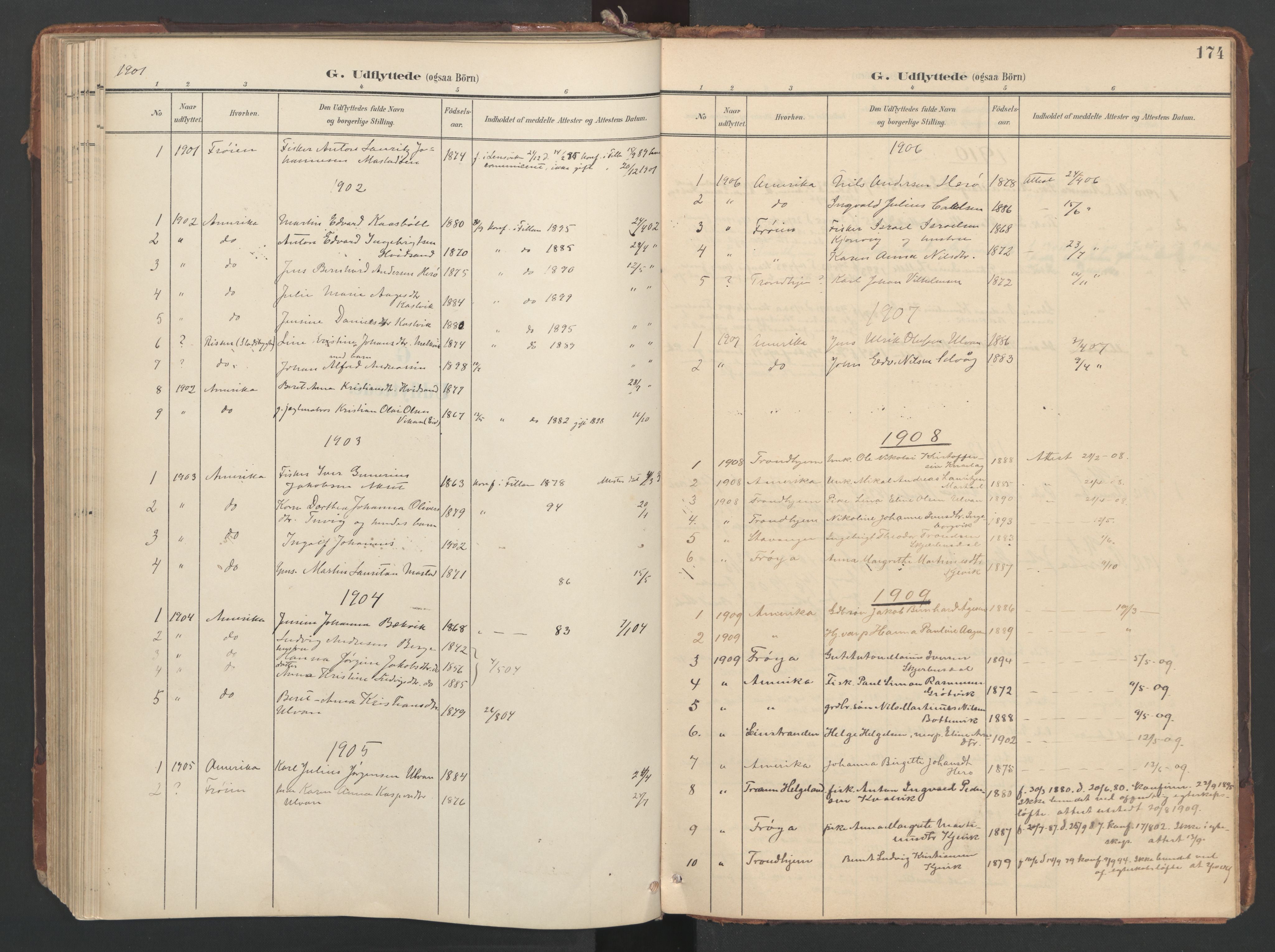 Ministerialprotokoller, klokkerbøker og fødselsregistre - Sør-Trøndelag, SAT/A-1456/638/L0568: Parish register (official) no. 638A01, 1901-1916, p. 174