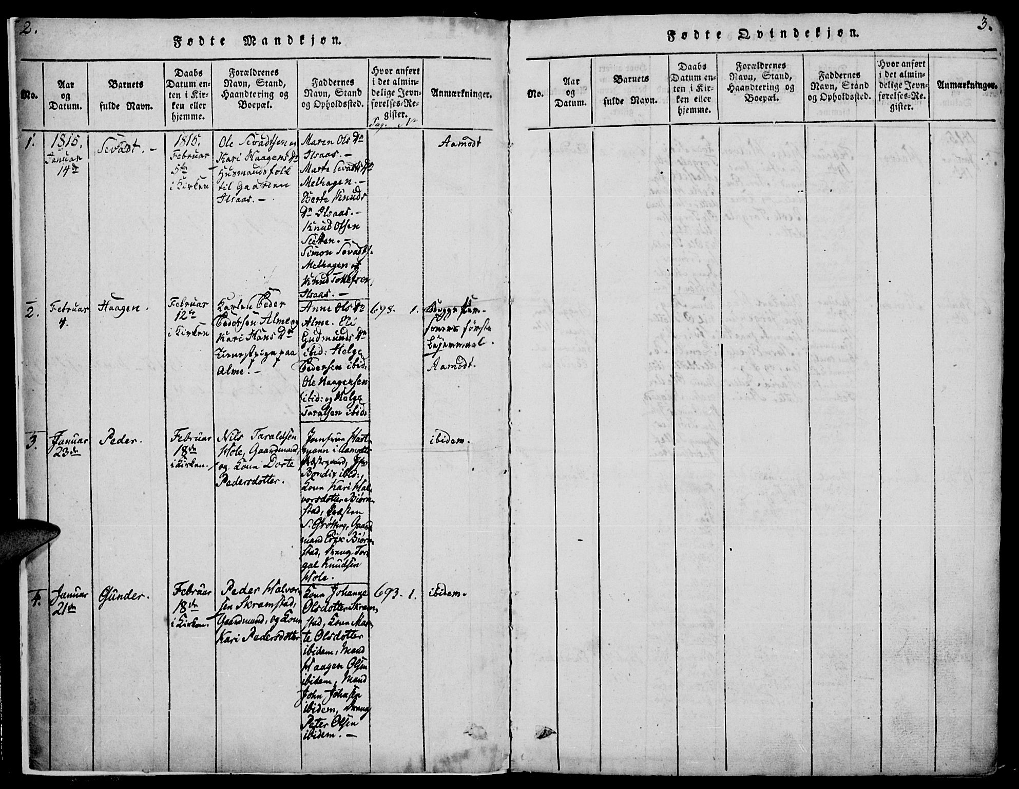 Åmot prestekontor, Hedmark, SAH/PREST-056/H/Ha/Haa/L0005: Parish register (official) no. 5, 1815-1841, p. 2-3