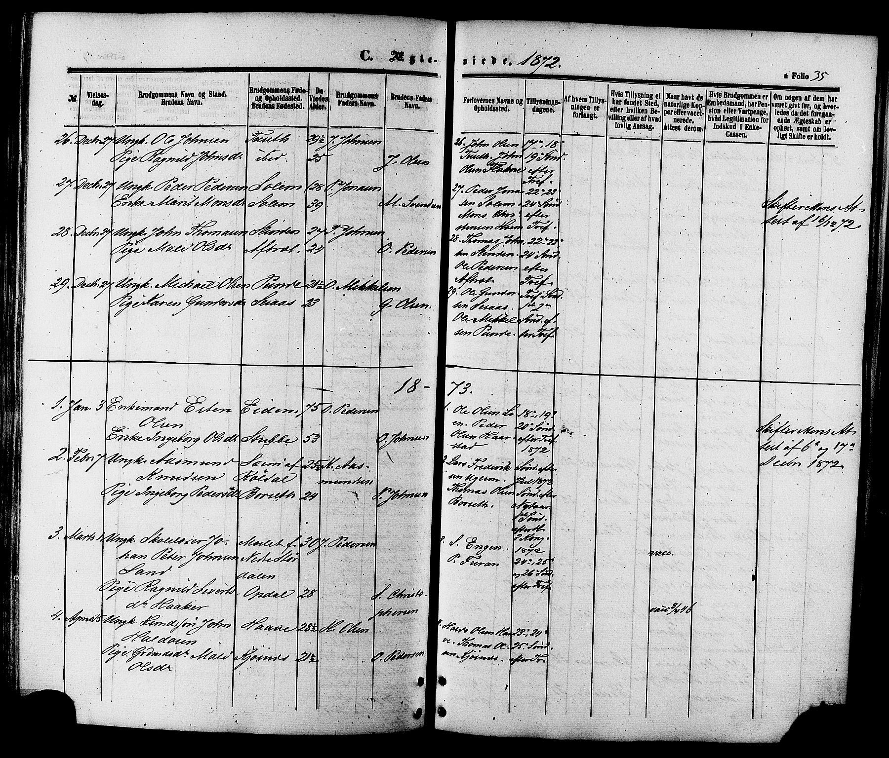 Ministerialprotokoller, klokkerbøker og fødselsregistre - Sør-Trøndelag, SAT/A-1456/695/L1147: Parish register (official) no. 695A07, 1860-1877, p. 35