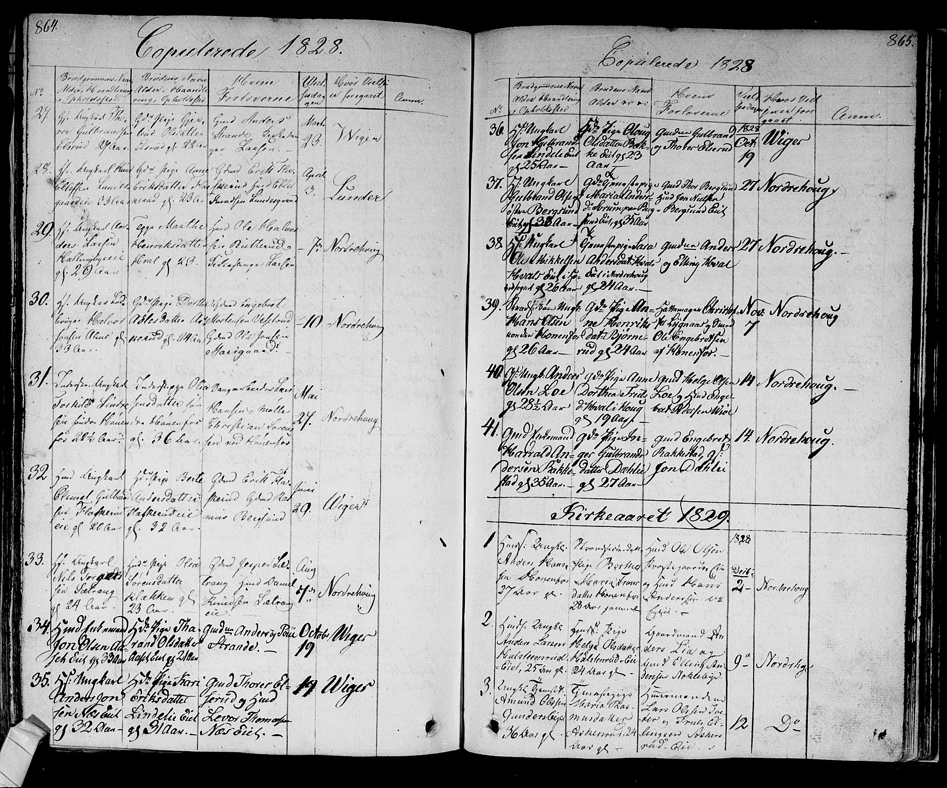 Norderhov kirkebøker, SAKO/A-237/F/Fa/L0009: Parish register (official) no. 9, 1819-1837, p. 864-865