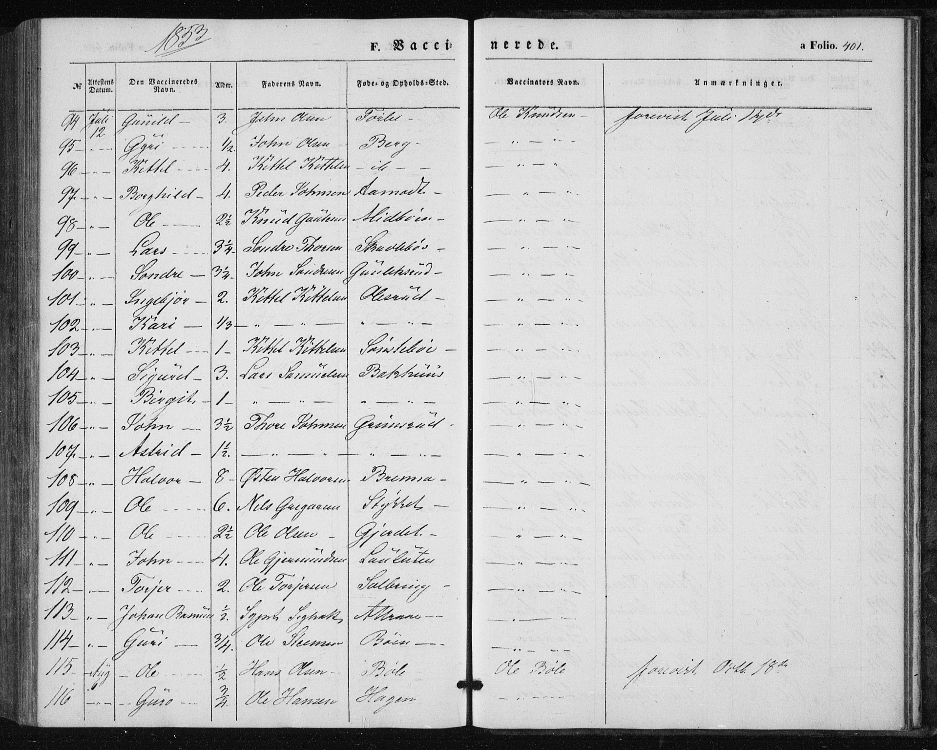 Tinn kirkebøker, AV/SAKO-A-308/F/Fa/L0005: Parish register (official) no. I 5, 1844-1856, p. 401