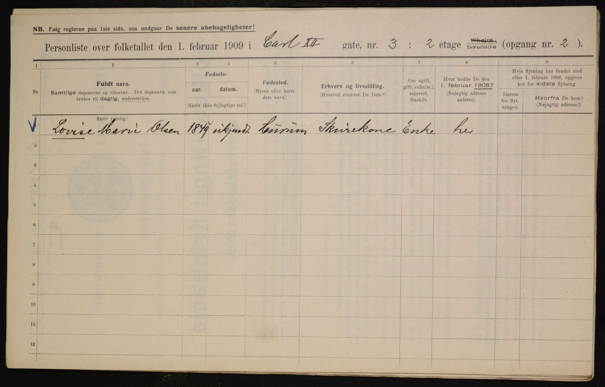 OBA, Municipal Census 1909 for Kristiania, 1909, p. 44090