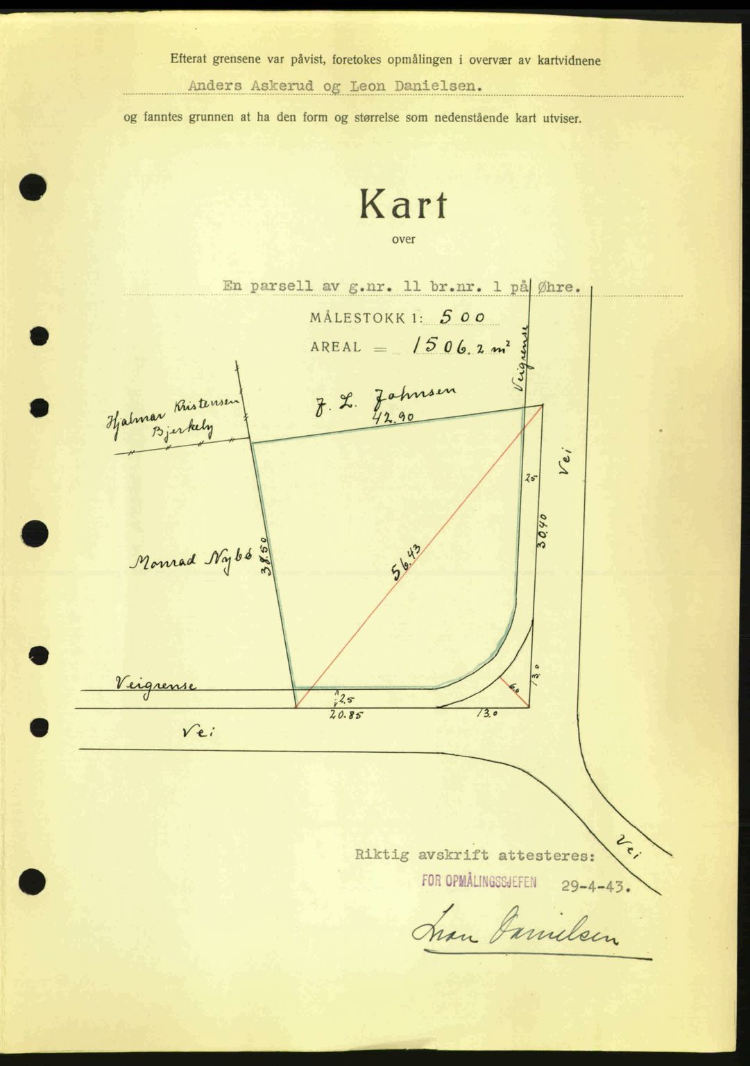 Tønsberg sorenskriveri, AV/SAKO-A-130/G/Ga/Gaa/L0013: Mortgage book no. A13, 1943-1943, Diary no: : 1157/1943