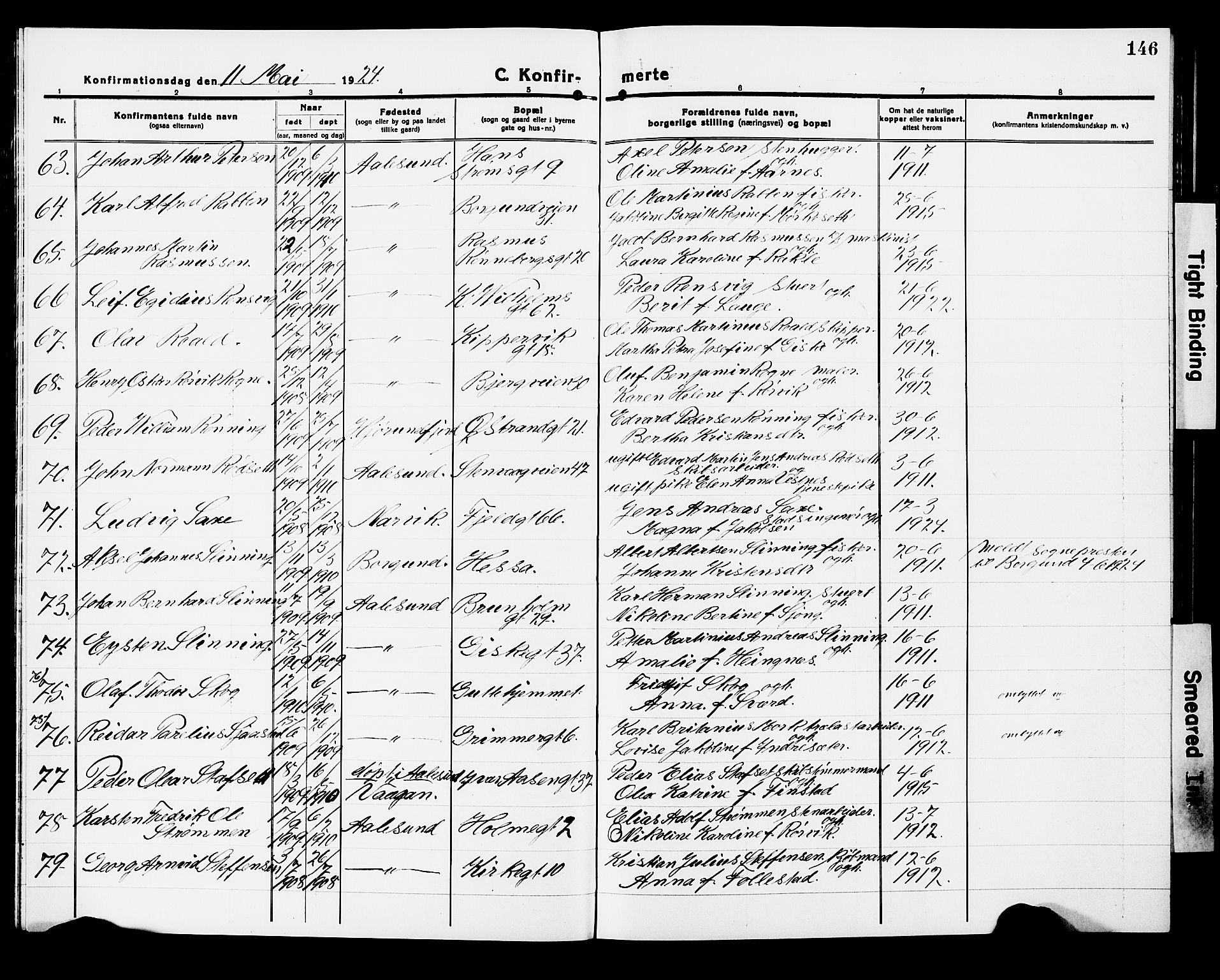 Ministerialprotokoller, klokkerbøker og fødselsregistre - Møre og Romsdal, AV/SAT-A-1454/529/L0472: Parish register (copy) no. 529C09, 1917-1929, p. 146