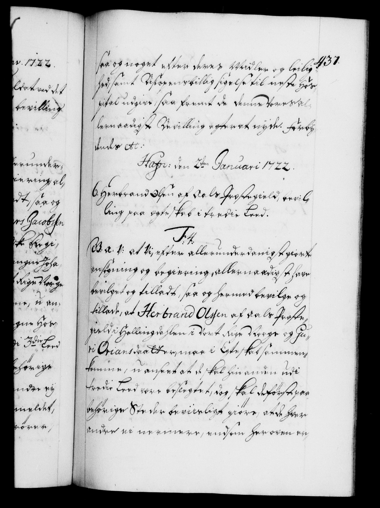 Danske Kanselli 1572-1799, AV/RA-EA-3023/F/Fc/Fca/Fcaa/L0023: Norske registre, 1720-1722, p. 437a