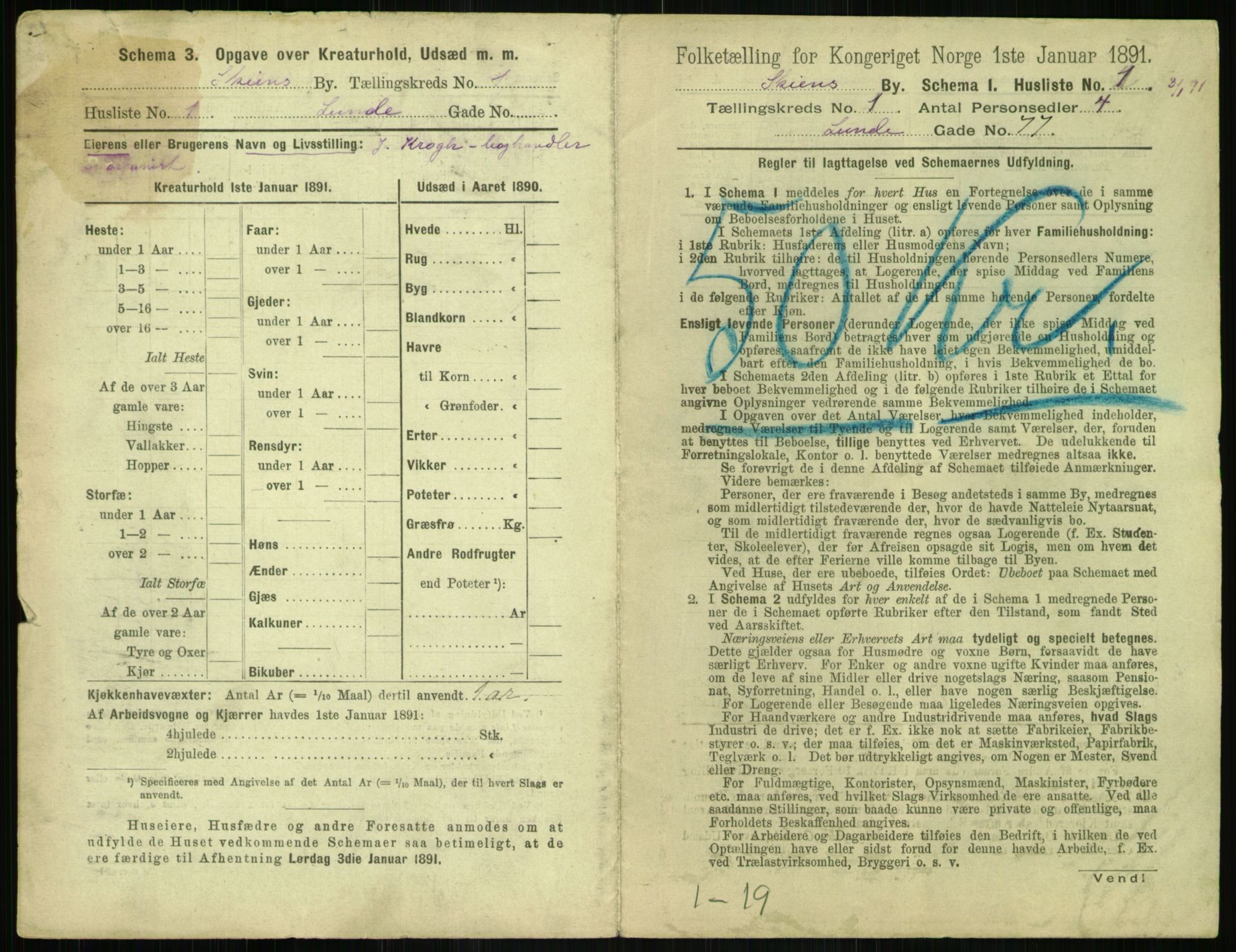 RA, 1891 census for 0806 Skien, 1891, p. 112