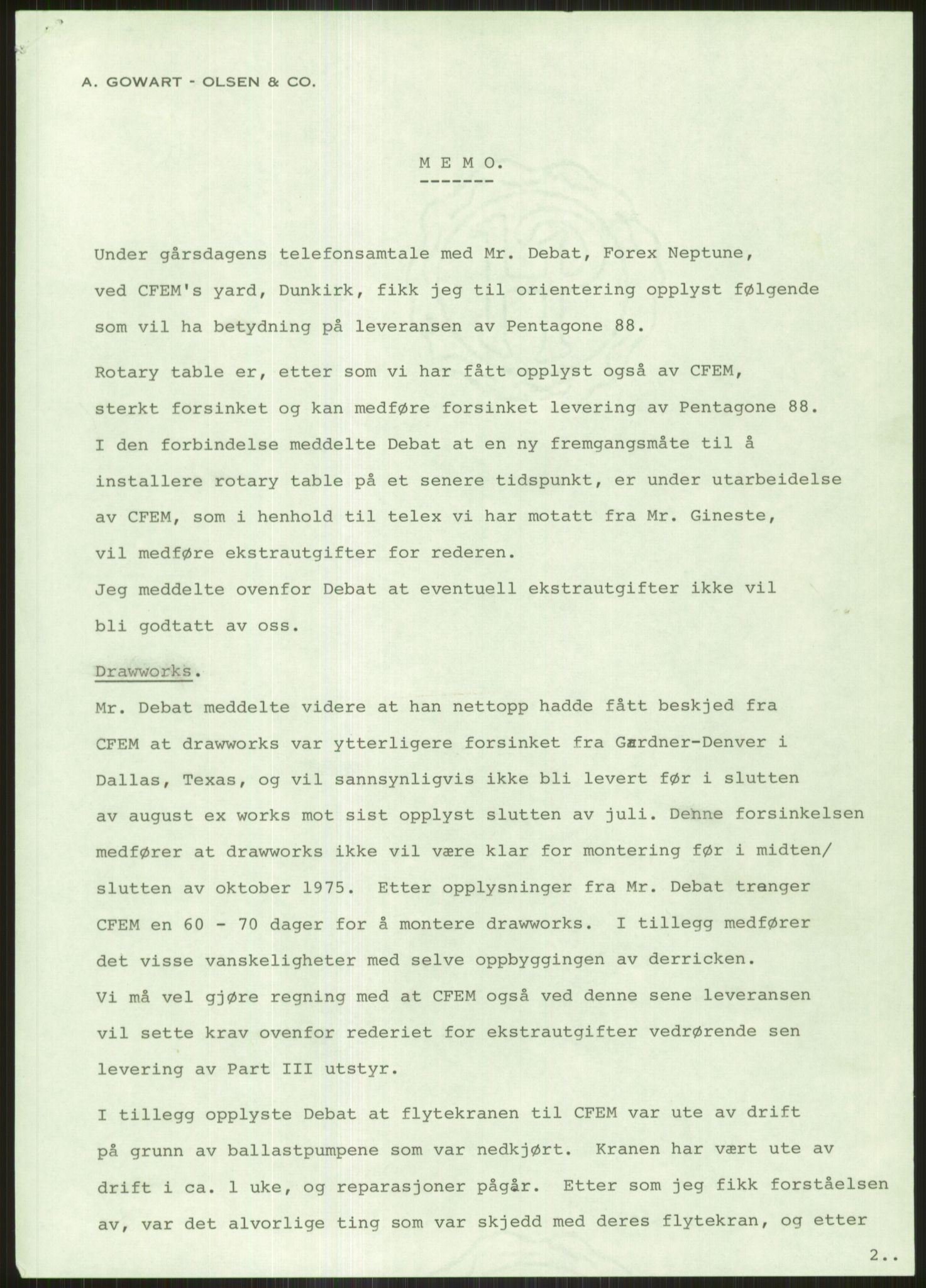 Pa 1503 - Stavanger Drilling AS, SAST/A-101906/D/L0005: Korrespondanse og saksdokumenter, 1974-1985, p. 2