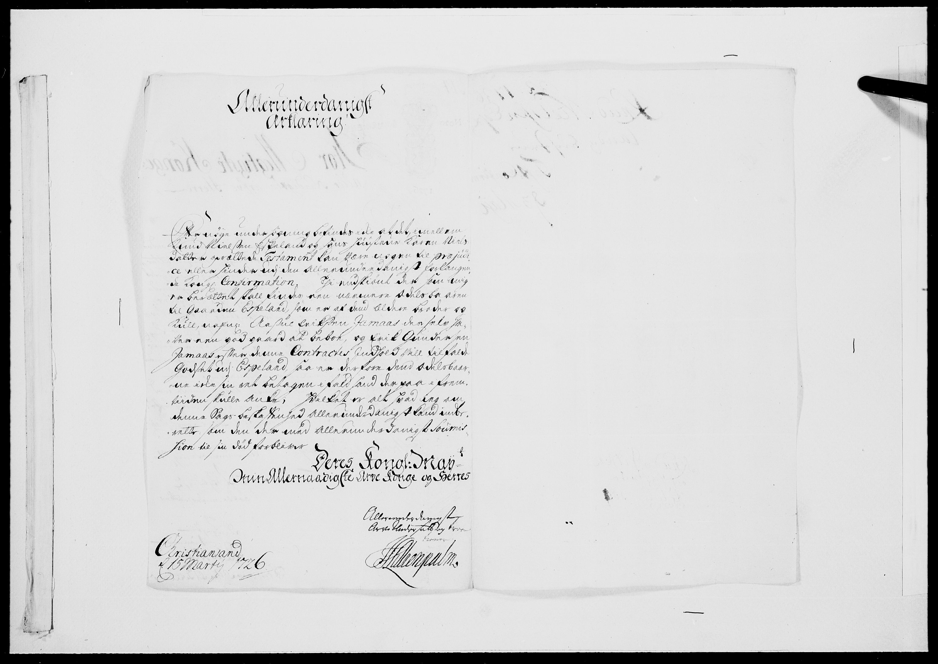 Danske Kanselli 1572-1799, AV/RA-EA-3023/F/Fc/Fcc/Fcca/L0098: Norske innlegg 1572-1799, 1726, p. 323