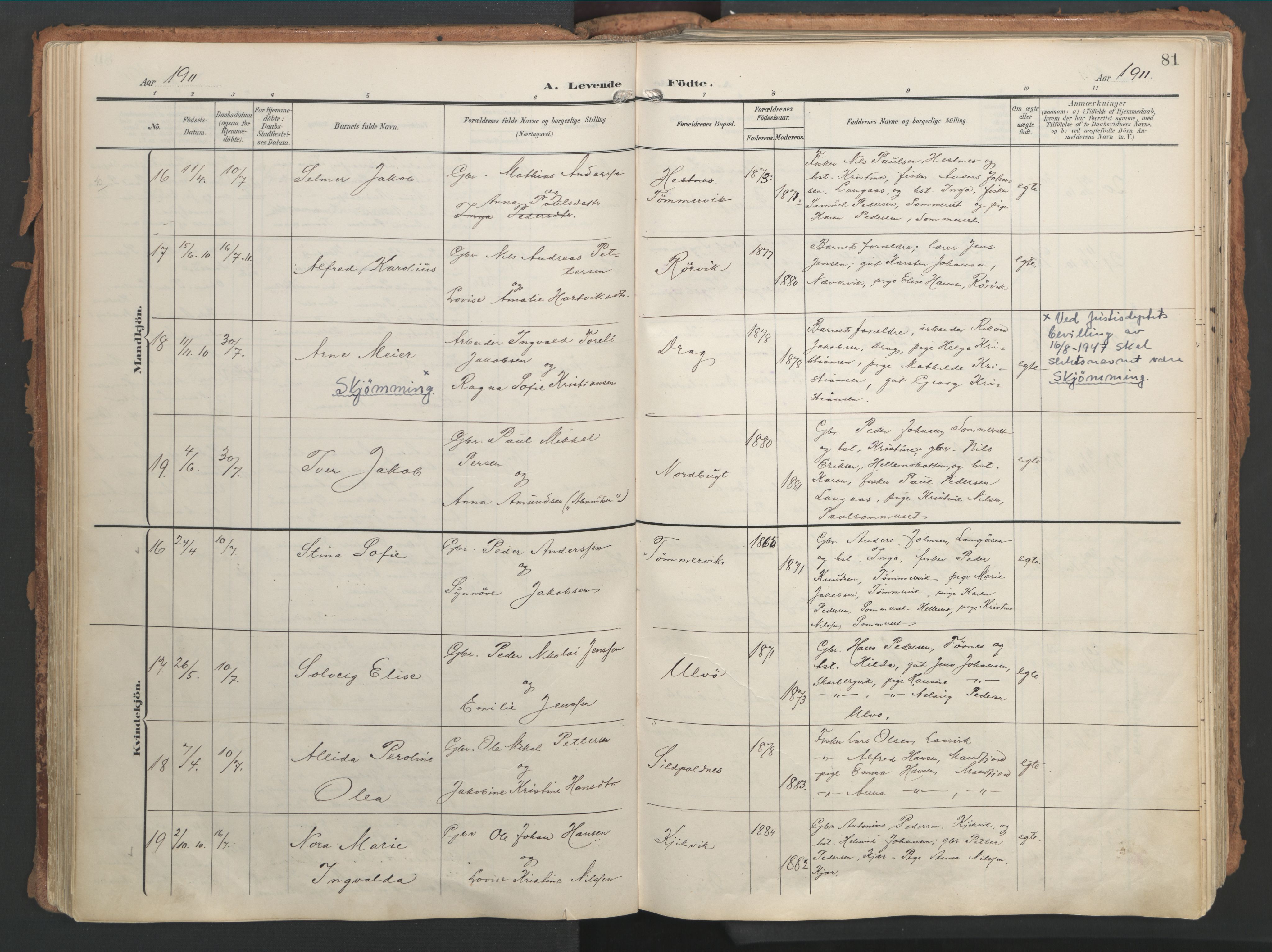 Ministerialprotokoller, klokkerbøker og fødselsregistre - Nordland, SAT/A-1459/861/L0871: Parish register (official) no. 861A06, 1903-1916, p. 81