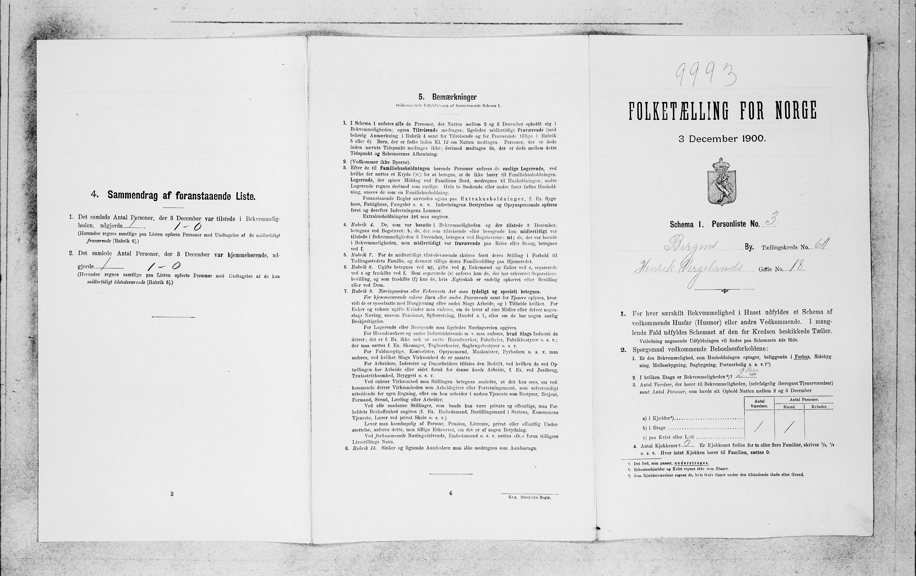 SAB, 1900 census for Bergen, 1900, p. 12958