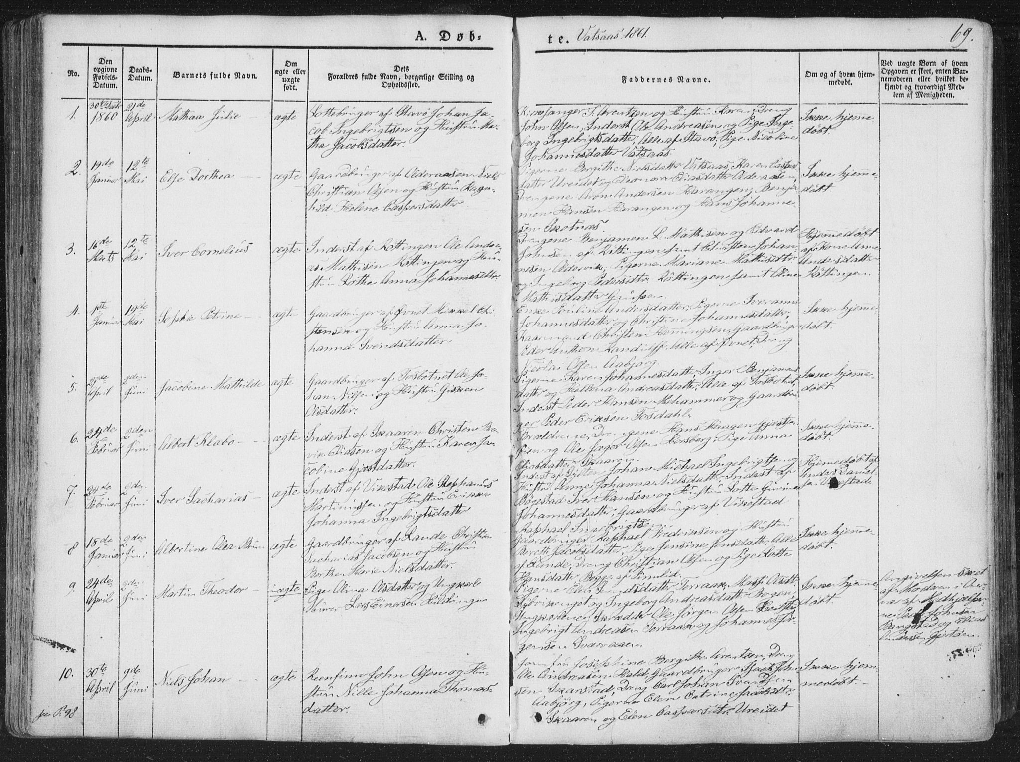 Ministerialprotokoller, klokkerbøker og fødselsregistre - Nordland, AV/SAT-A-1459/810/L0144: Parish register (official) no. 810A07 /1, 1841-1862, p. 69