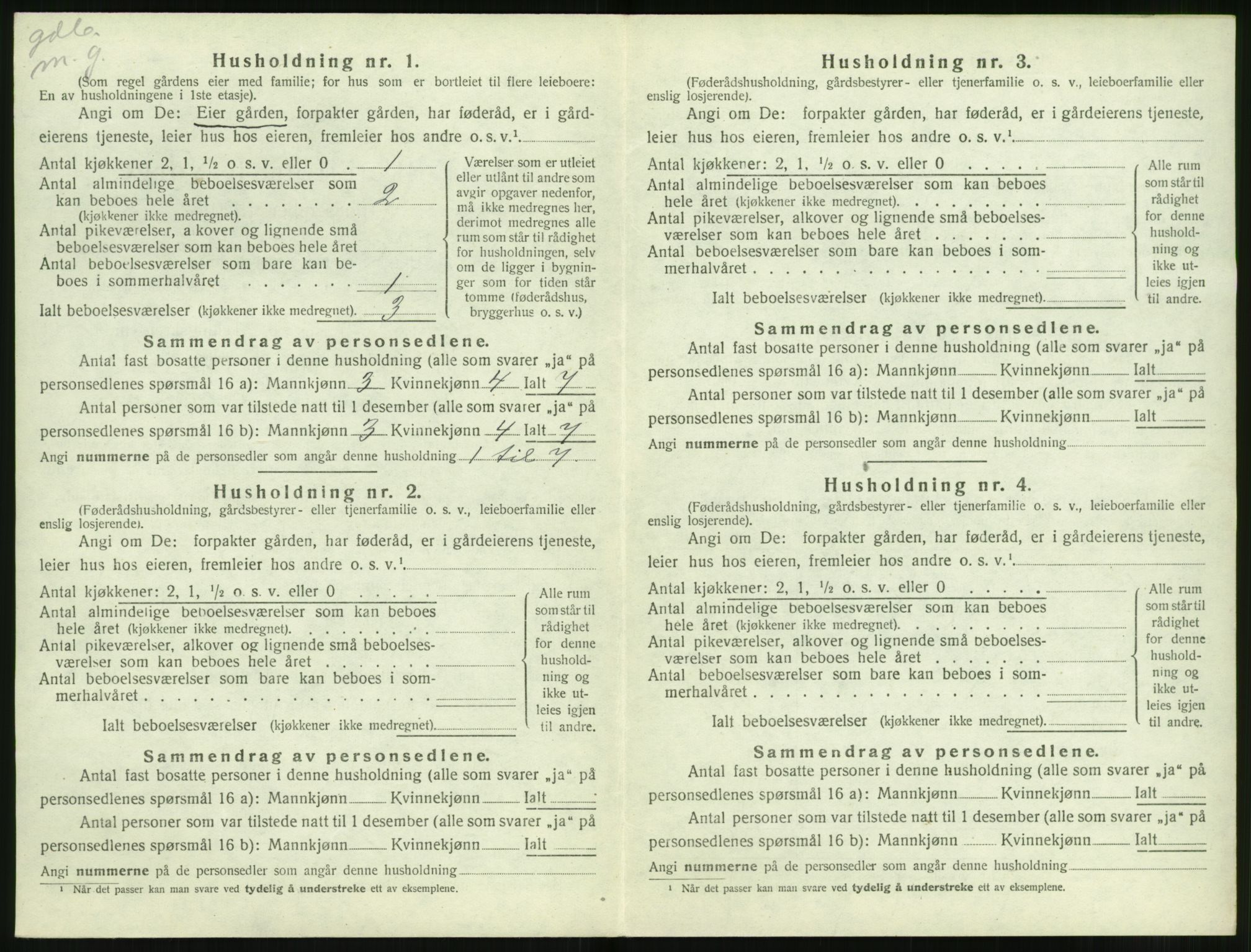 SAT, 1920 census for Volda, 1920, p. 1033