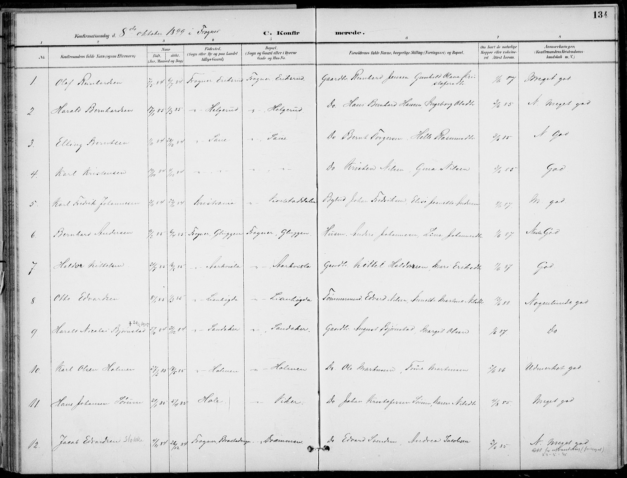 Lier kirkebøker, AV/SAKO-A-230/F/Fa/L0016: Parish register (official) no. I 16, 1895-1900, p. 134