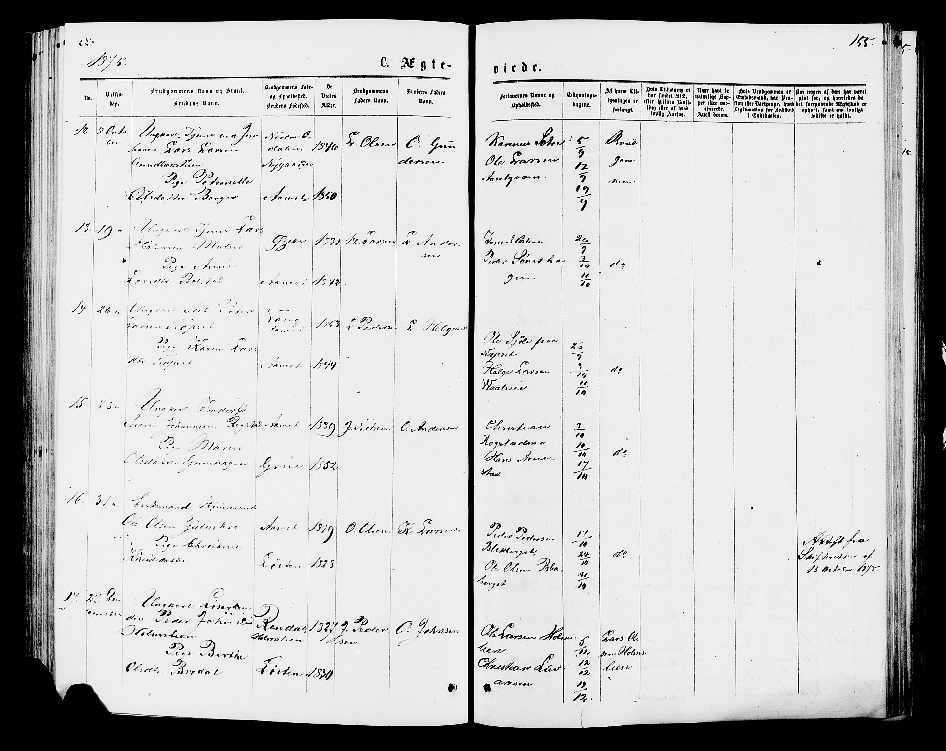 Åmot prestekontor, Hedmark, SAH/PREST-056/H/Ha/Haa/L0009: Parish register (official) no. 9, 1875-1883, p. 155