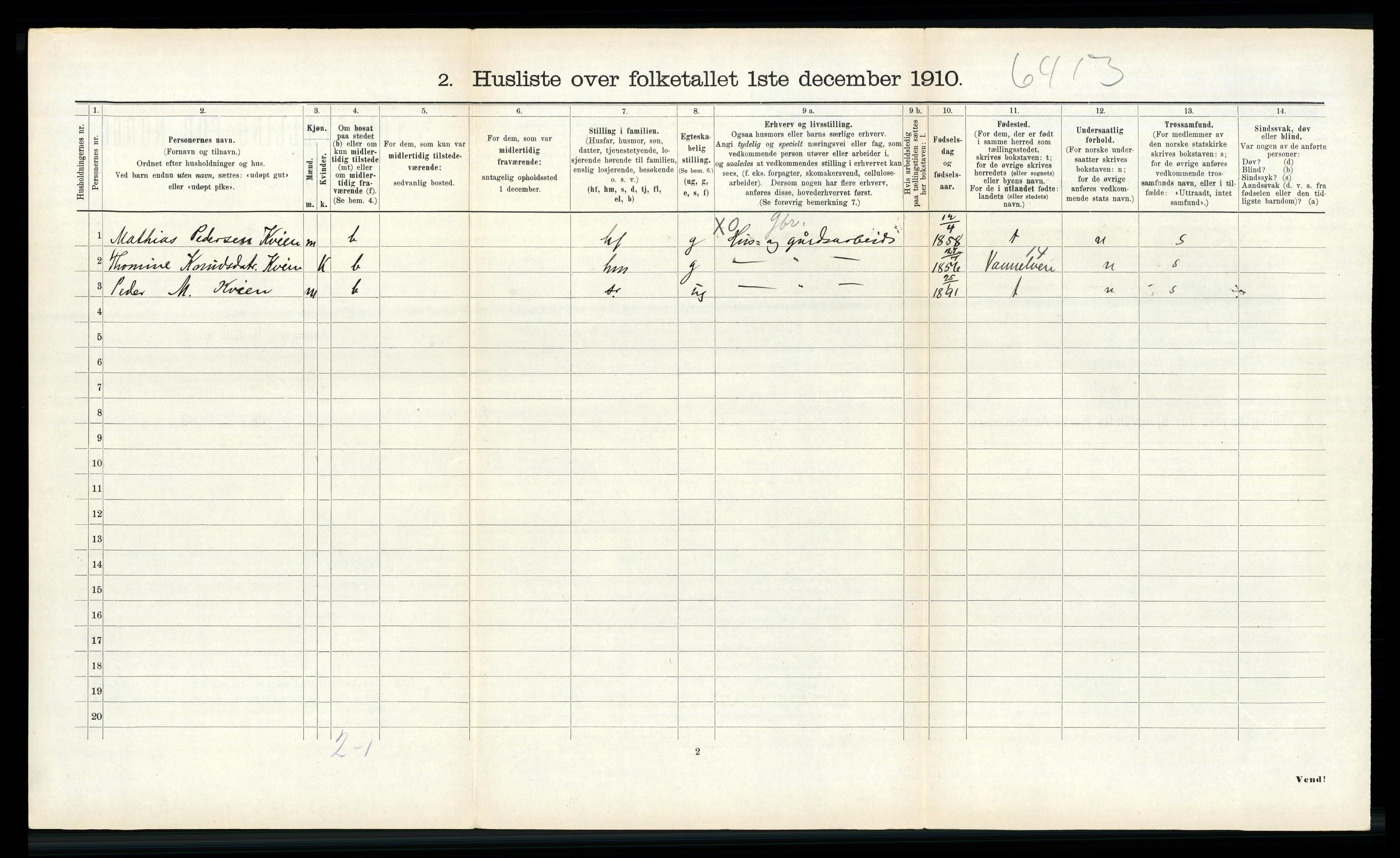 RA, 1910 census for Davik, 1910, p. 1057