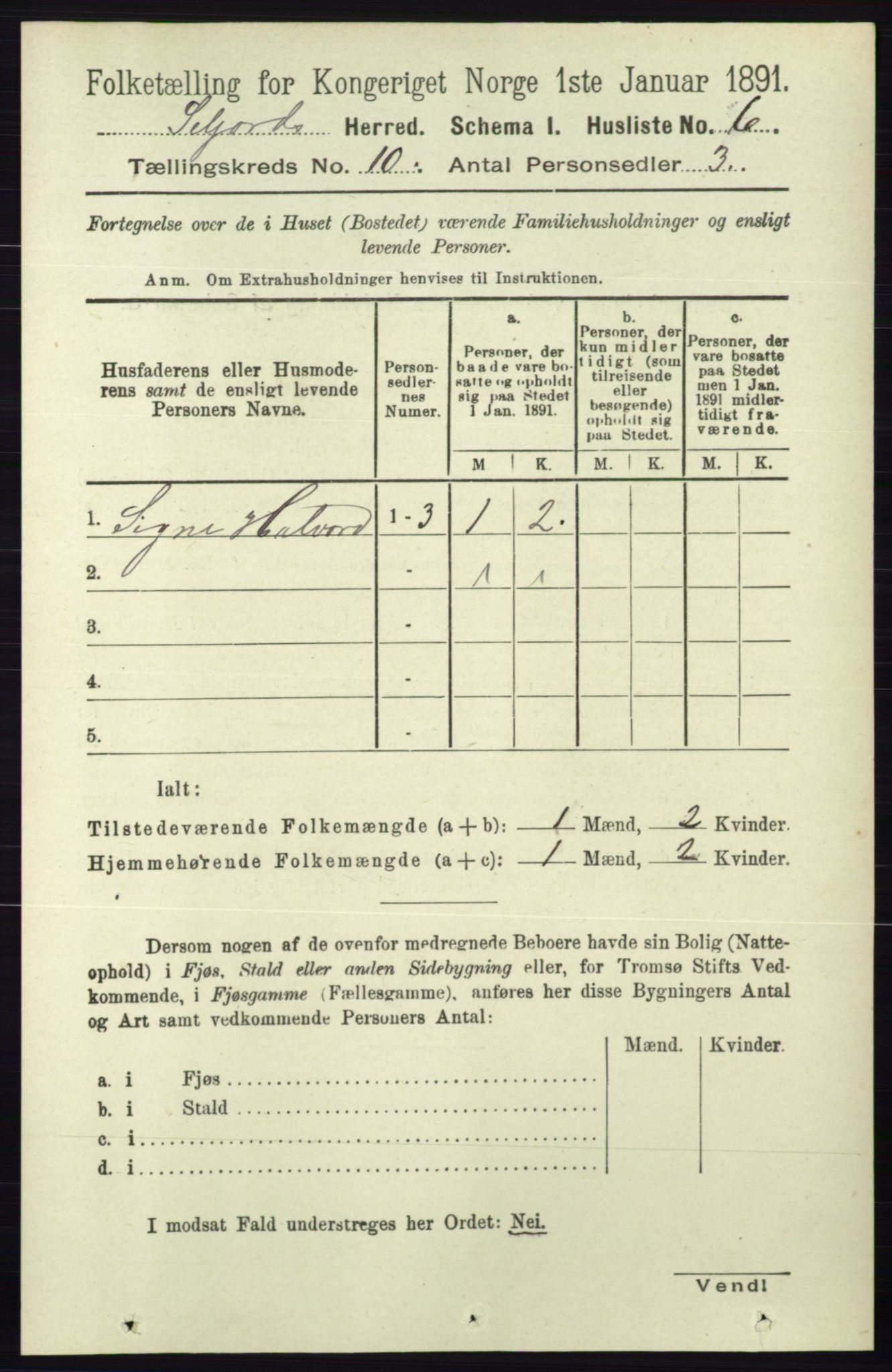 RA, 1891 census for 0828 Seljord, 1891, p. 3409