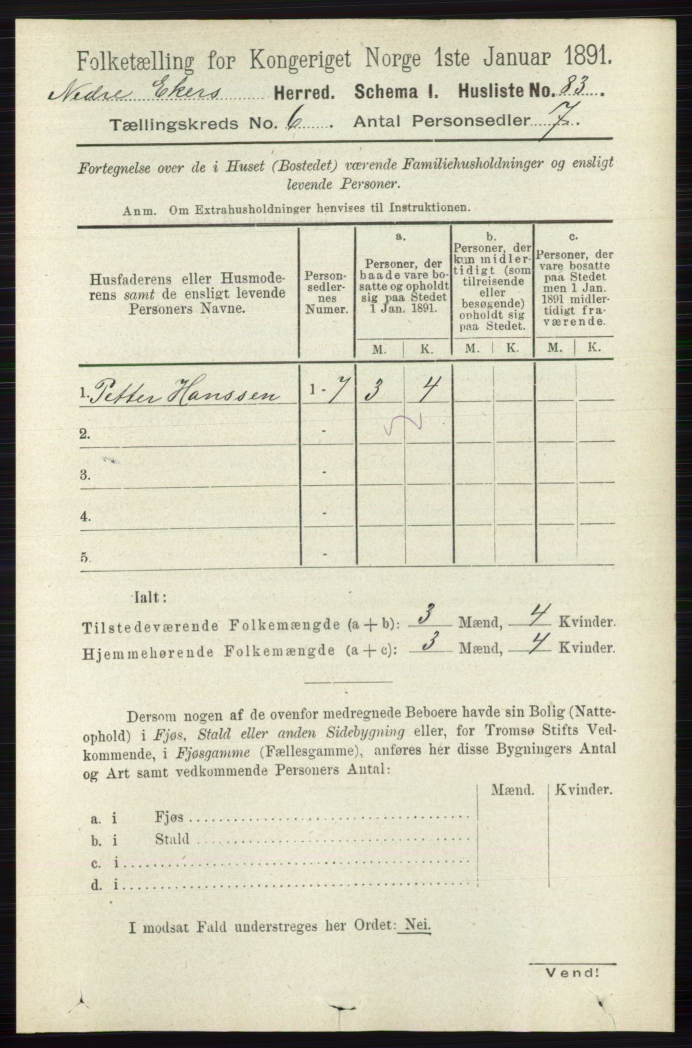 RA, 1891 census for 0625 Nedre Eiker, 1891, p. 2887