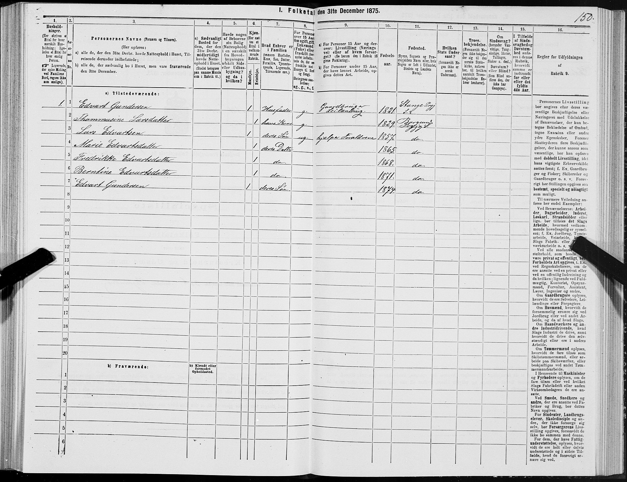 SAT, 1875 census for 1531P Borgund, 1875, p. 1150