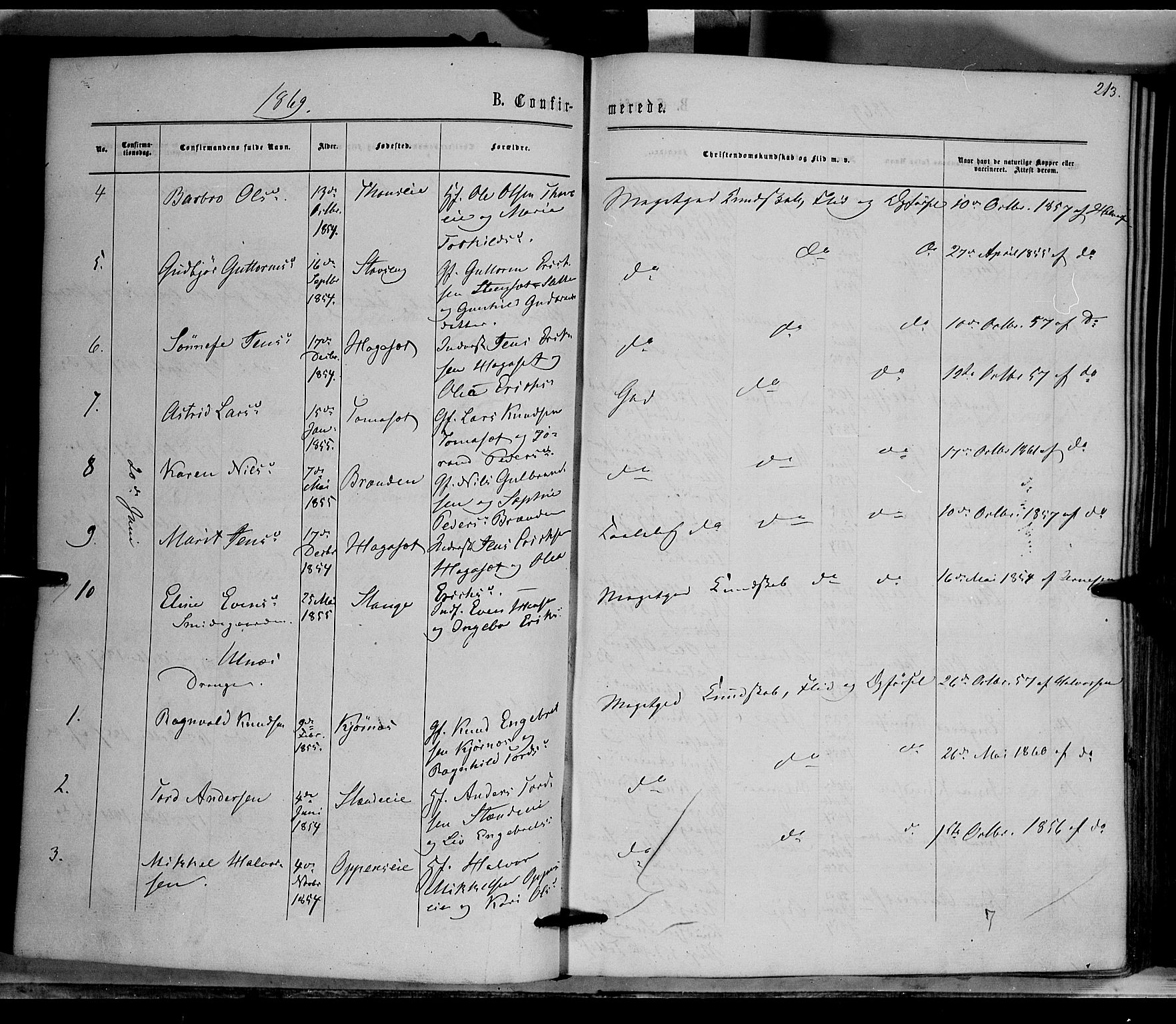 Nord-Aurdal prestekontor, SAH/PREST-132/H/Ha/Haa/L0008: Parish register (official) no. 8, 1863-1875, p. 213