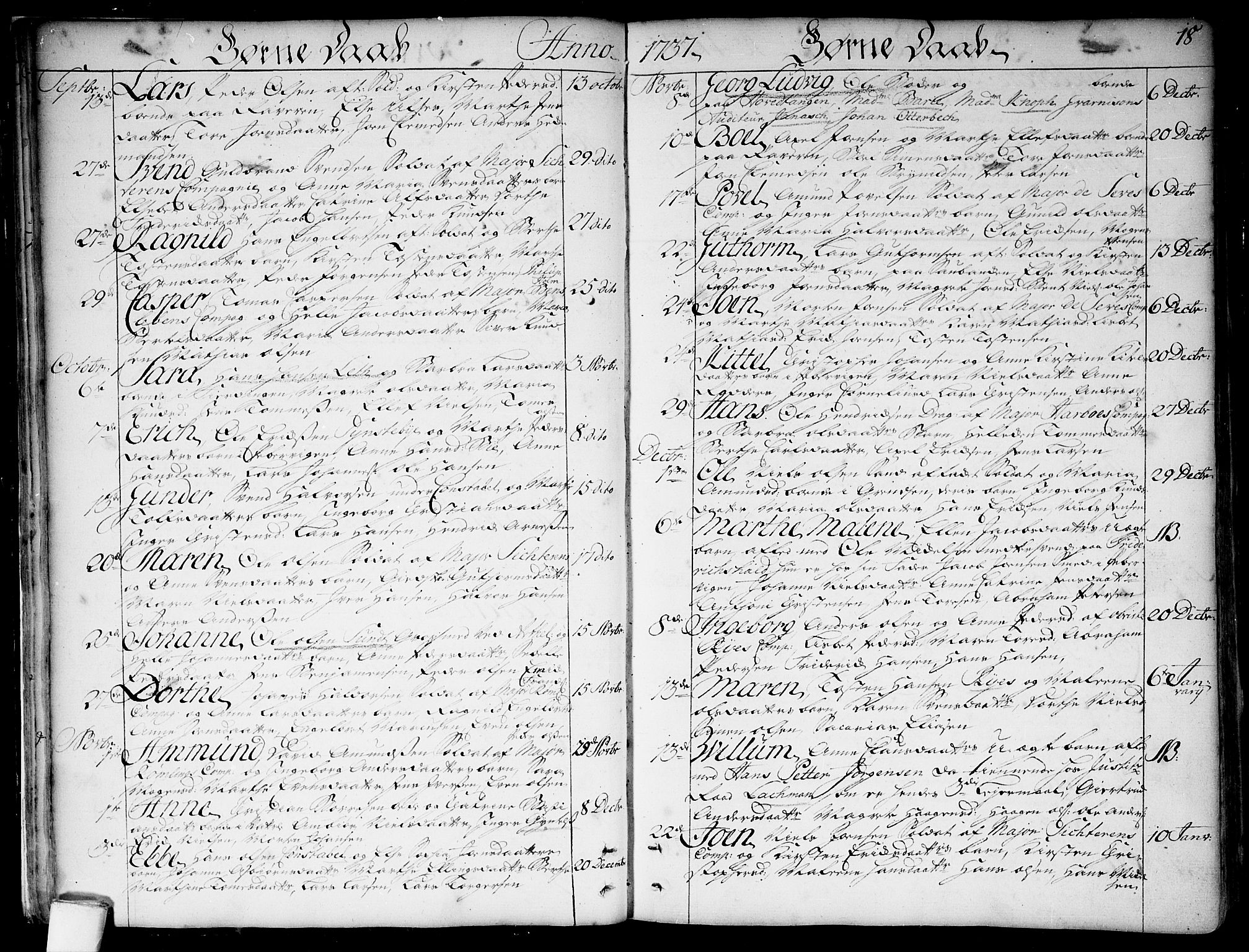 Garnisonsmenigheten Kirkebøker, AV/SAO-A-10846/F/Fa/L0001: Parish register (official) no. 1, 1734-1756, p. 18