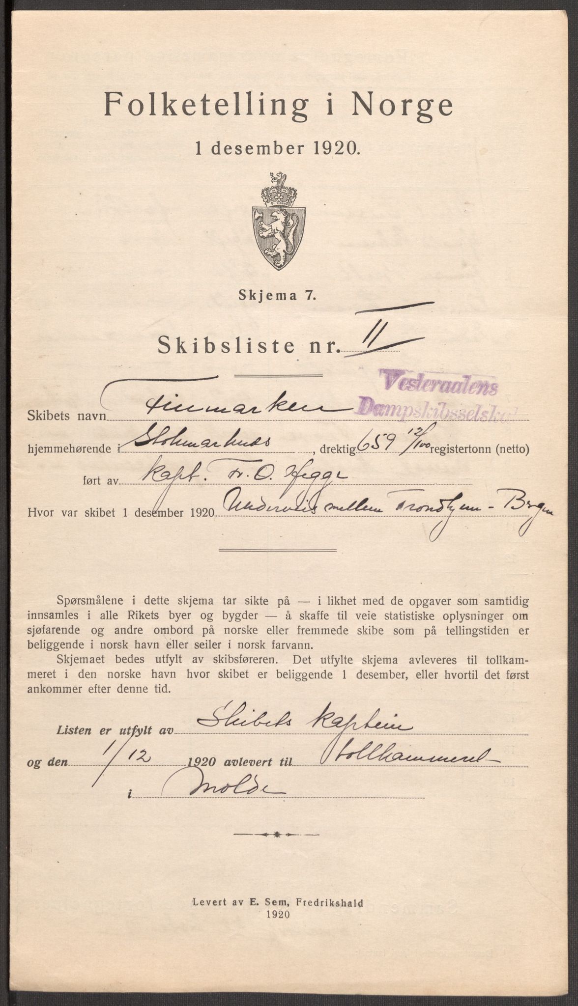 SAT, 1920 census for Molde, 1920, p. 8250