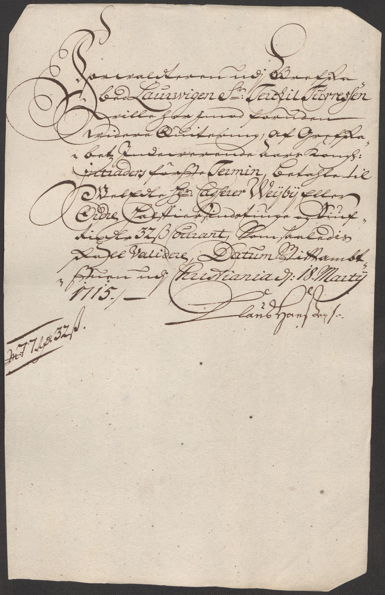 Rentekammeret inntil 1814, Reviderte regnskaper, Fogderegnskap, AV/RA-EA-4092/R33/L1986: Fogderegnskap Larvik grevskap, 1714-1715, p. 505