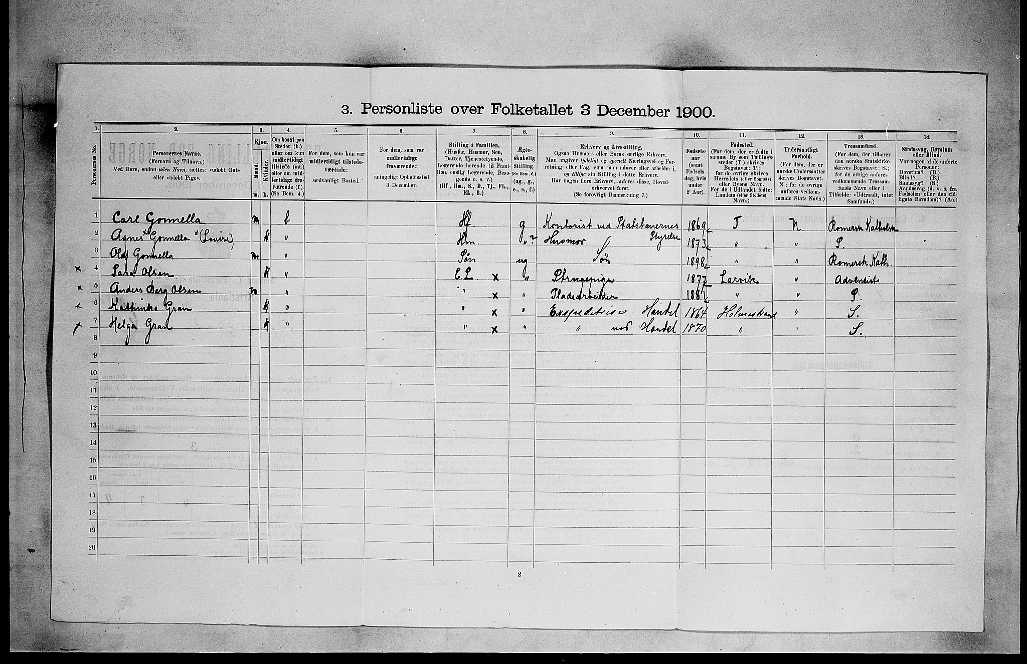 SAO, 1900 census for Kristiania, 1900, p. 5304