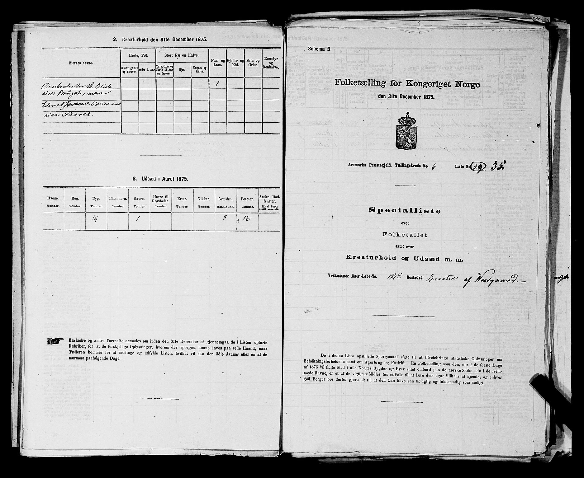 RA, 1875 census for 0118P Aremark, 1875, p. 886