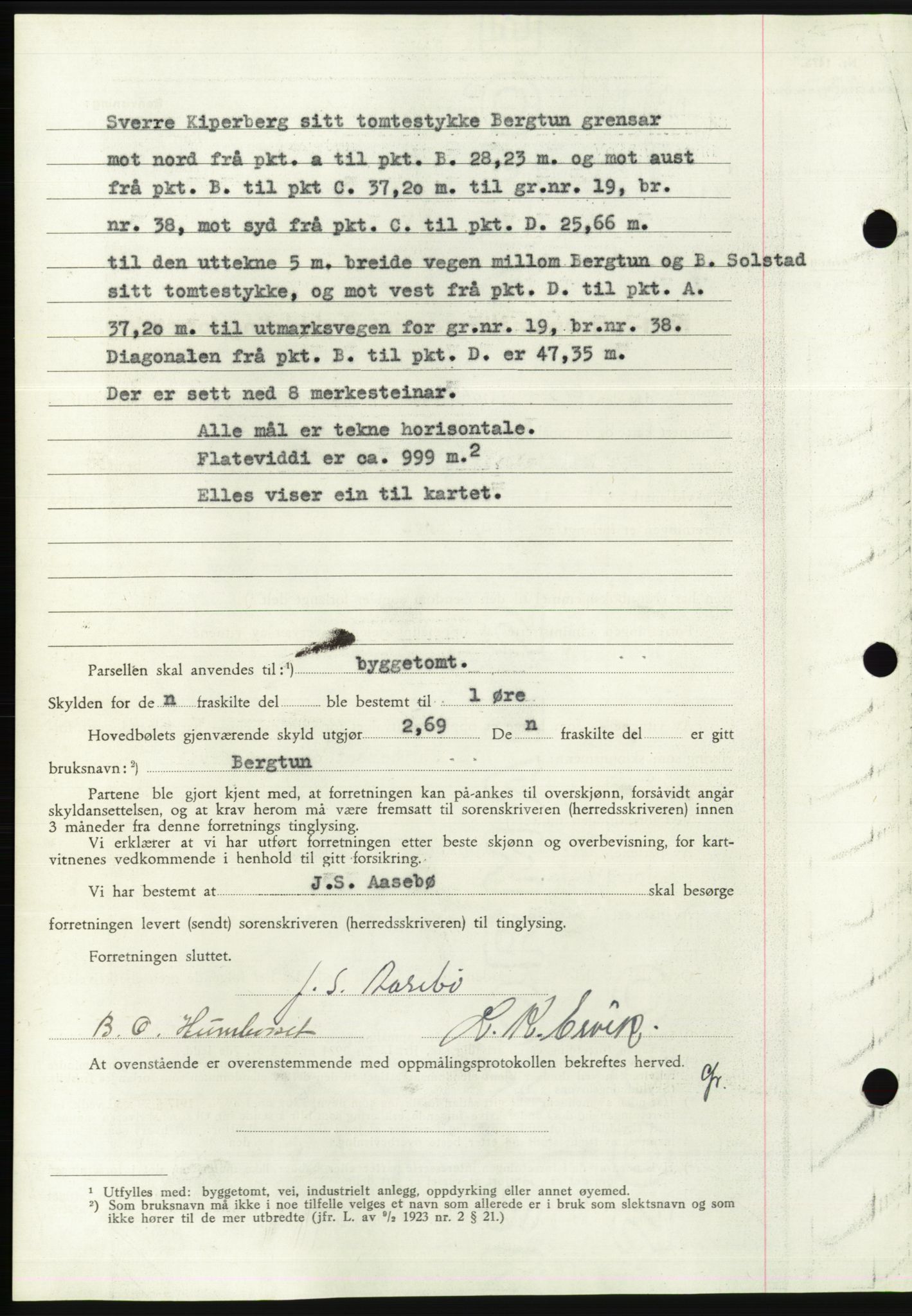 Søre Sunnmøre sorenskriveri, AV/SAT-A-4122/1/2/2C/L0075: Mortgage book no. 1A, 1943-1943, Diary no: : 238/1943