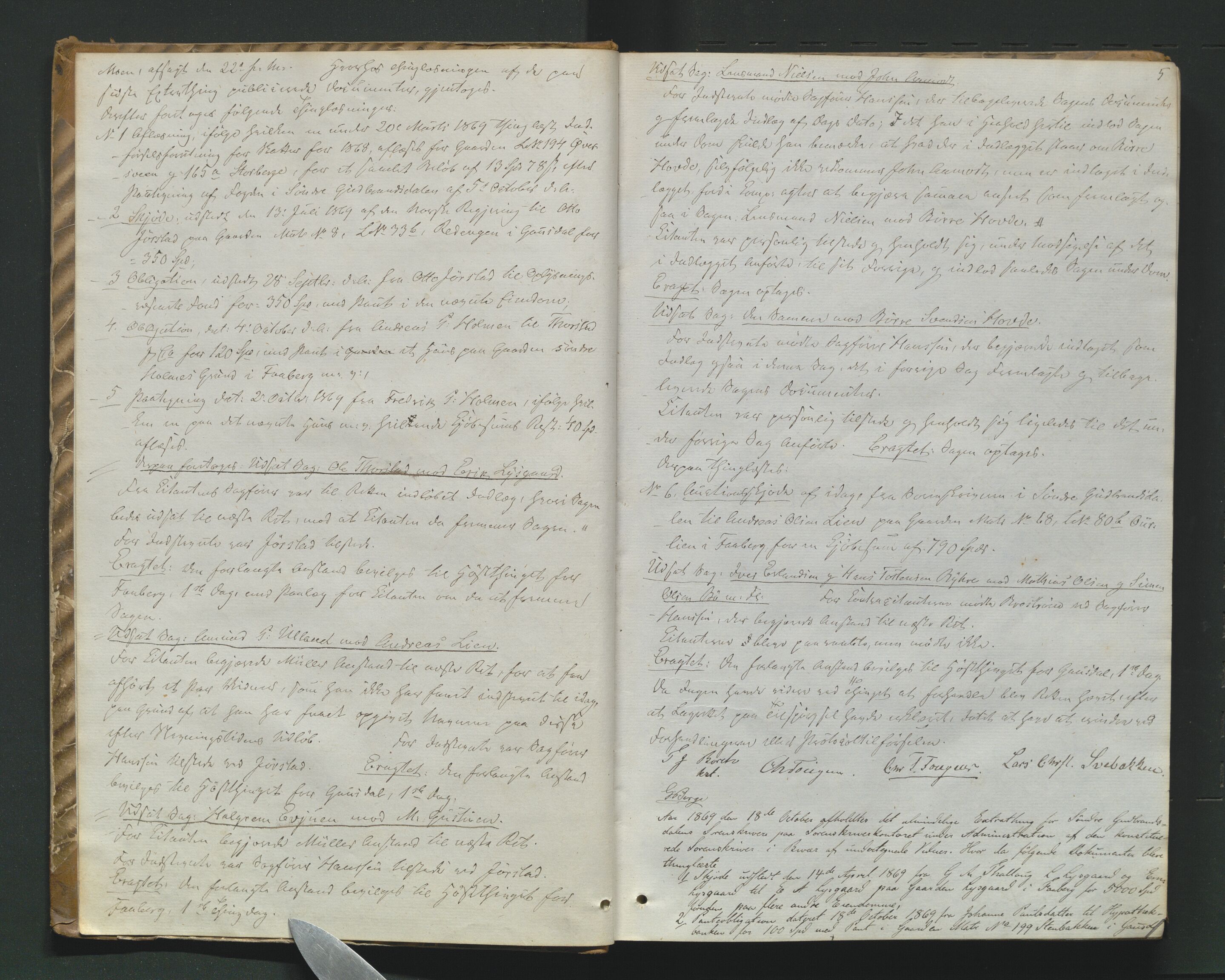 Sør-Gudbrandsdal tingrett, AV/SAH-TING-004/G/Gb/Gba/L0024: Tingbok, 1869-1874, p. 4-5