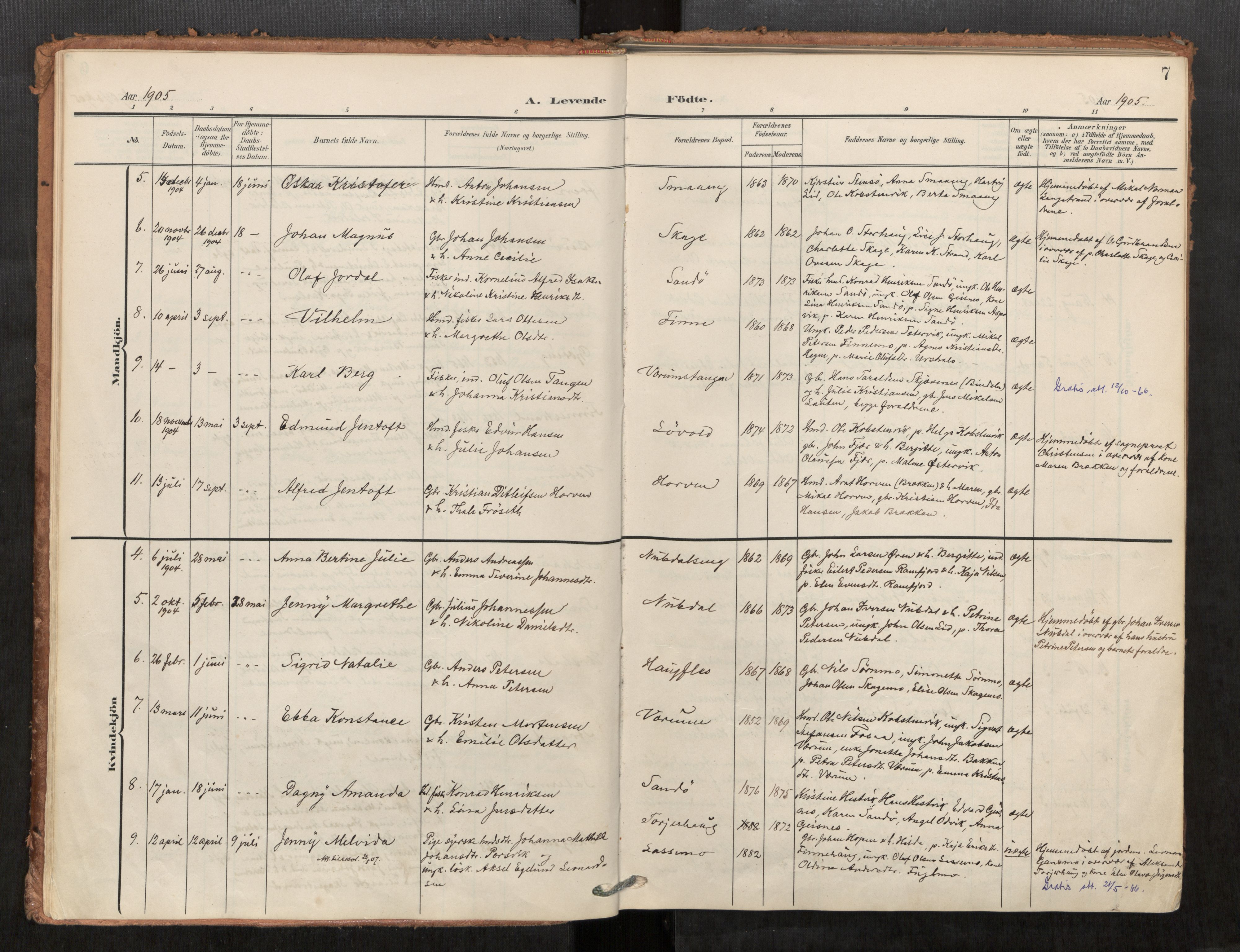 Kolvereid sokneprestkontor, SAT/A-1171/H/Ha/Haa/L0001: Parish register (official) no. 1, 1903-1922, p. 7