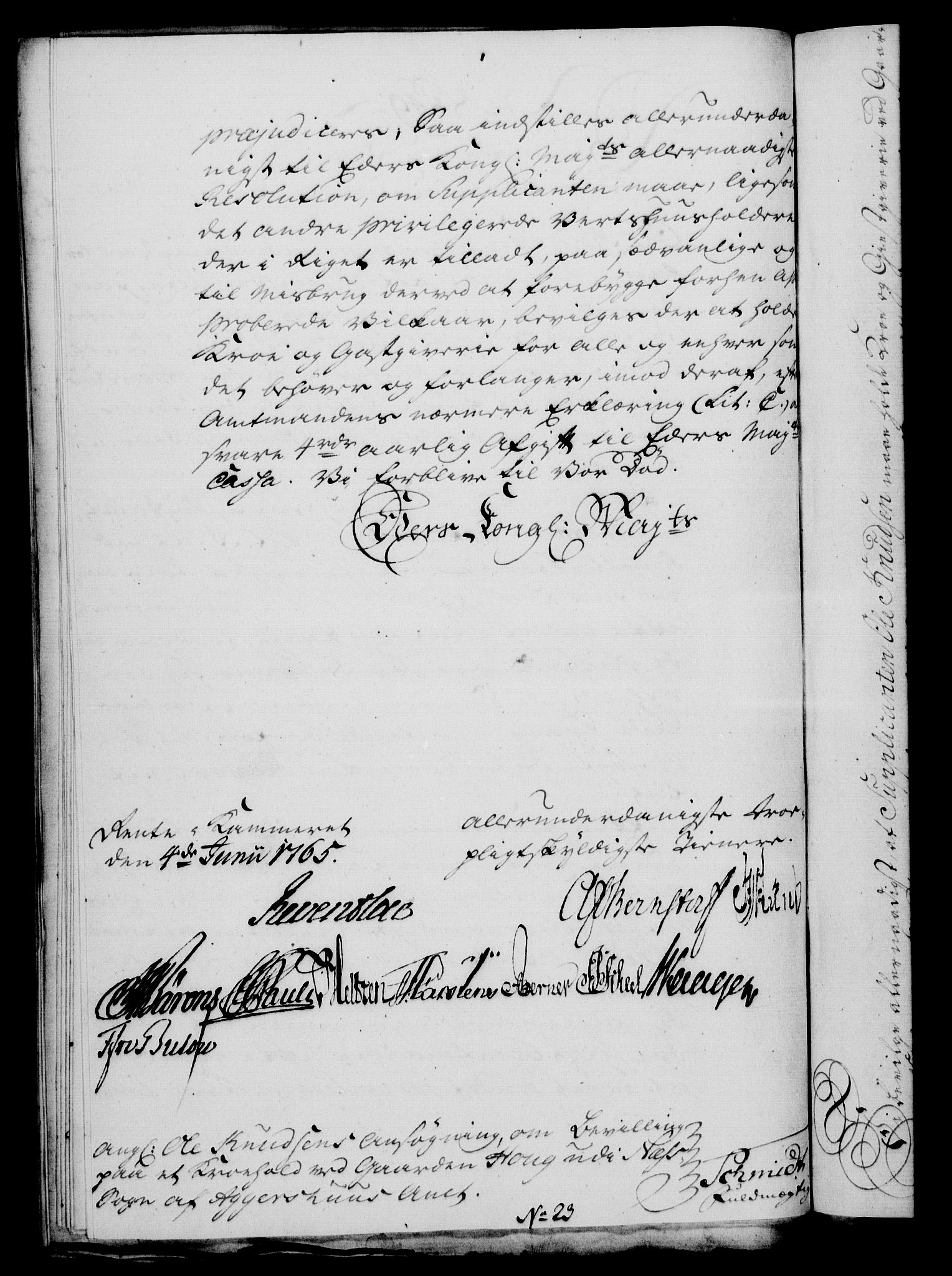 Rentekammeret, Kammerkanselliet, AV/RA-EA-3111/G/Gf/Gfa/L0047: Norsk relasjons- og resolusjonsprotokoll (merket RK 52.47), 1765, p. 232