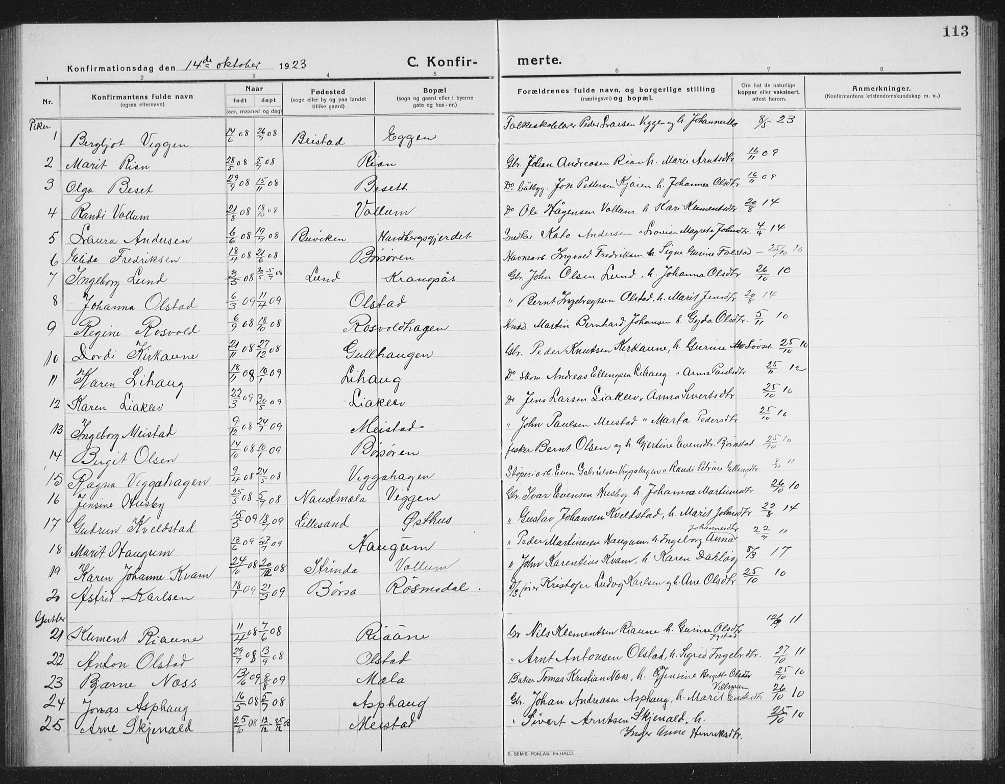 Ministerialprotokoller, klokkerbøker og fødselsregistre - Sør-Trøndelag, SAT/A-1456/665/L0778: Parish register (copy) no. 665C03, 1916-1938, p. 113