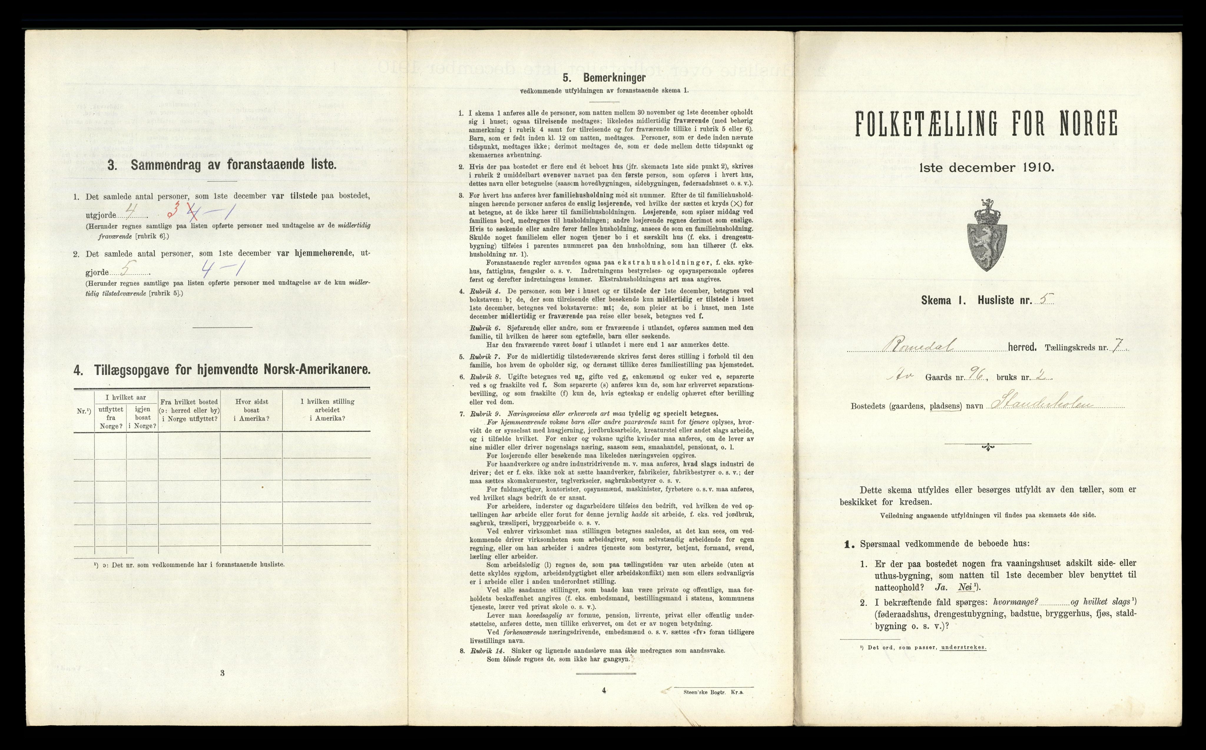 RA, 1910 census for Romedal, 1910, p. 1255