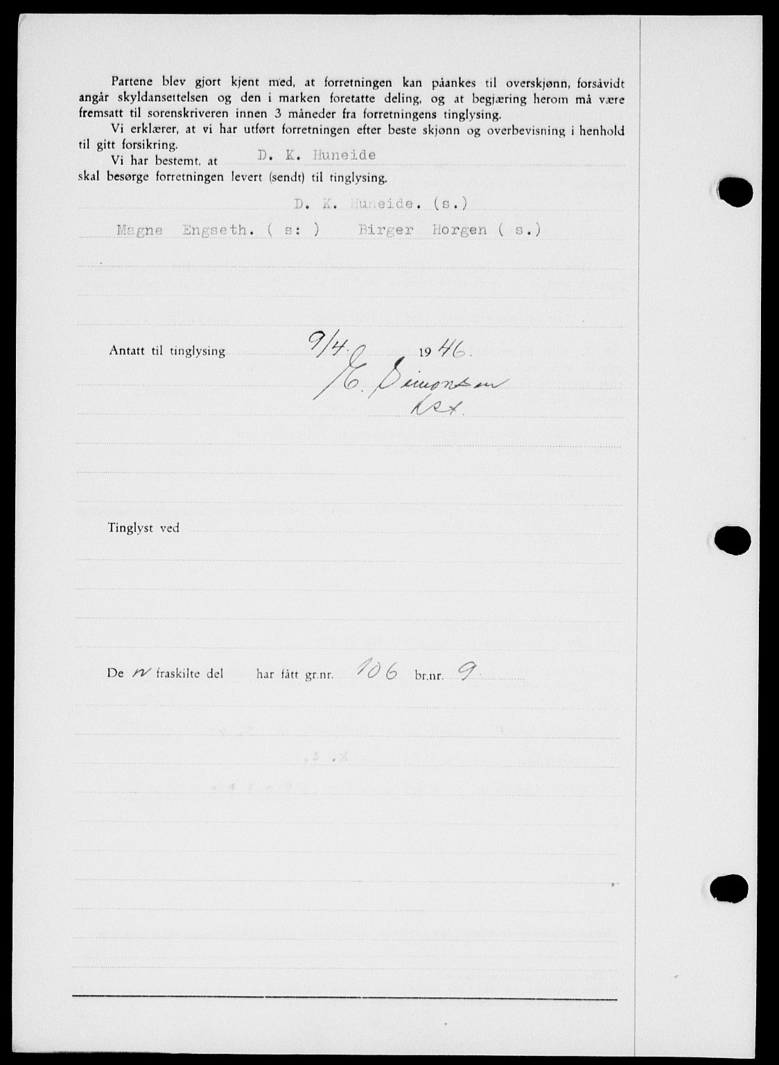 Onsøy sorenskriveri, SAO/A-10474/G/Ga/Gab/L0015: Mortgage book no. II A-15, 1945-1946, Diary no: : 692/1946