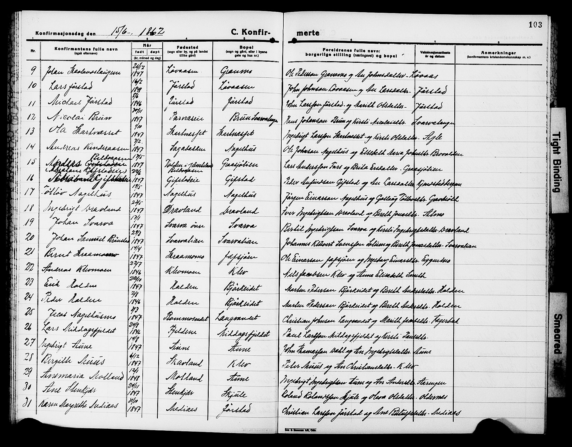 Ministerialprotokoller, klokkerbøker og fødselsregistre - Nord-Trøndelag, SAT/A-1458/749/L0485: Parish register (official) no. 749D01, 1857-1872, p. 103