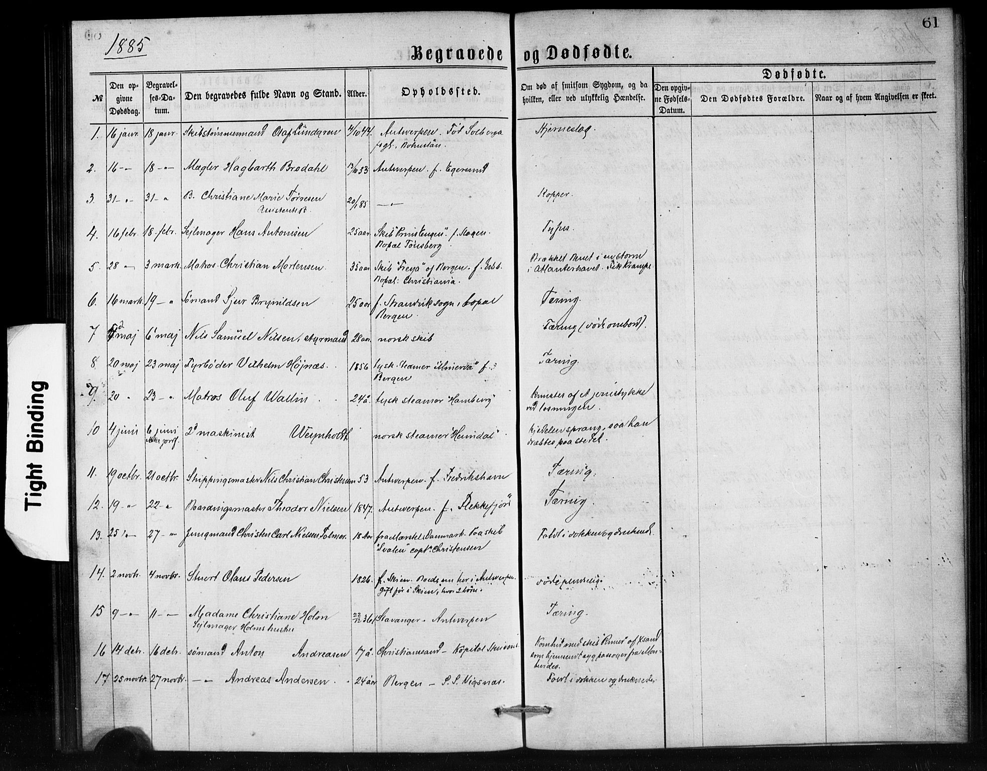 Den norske sjømannsmisjon i utlandet/Antwerpen, SAB/SAB/PA-0105/H/Ha/L0001: Parish register (official) no. A 1, 1865-1887, p. 61