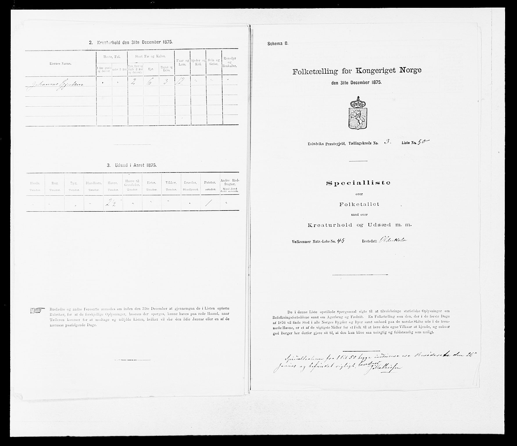 SAB, 1875 census for 1411P Eivindvik, 1875, p. 1246