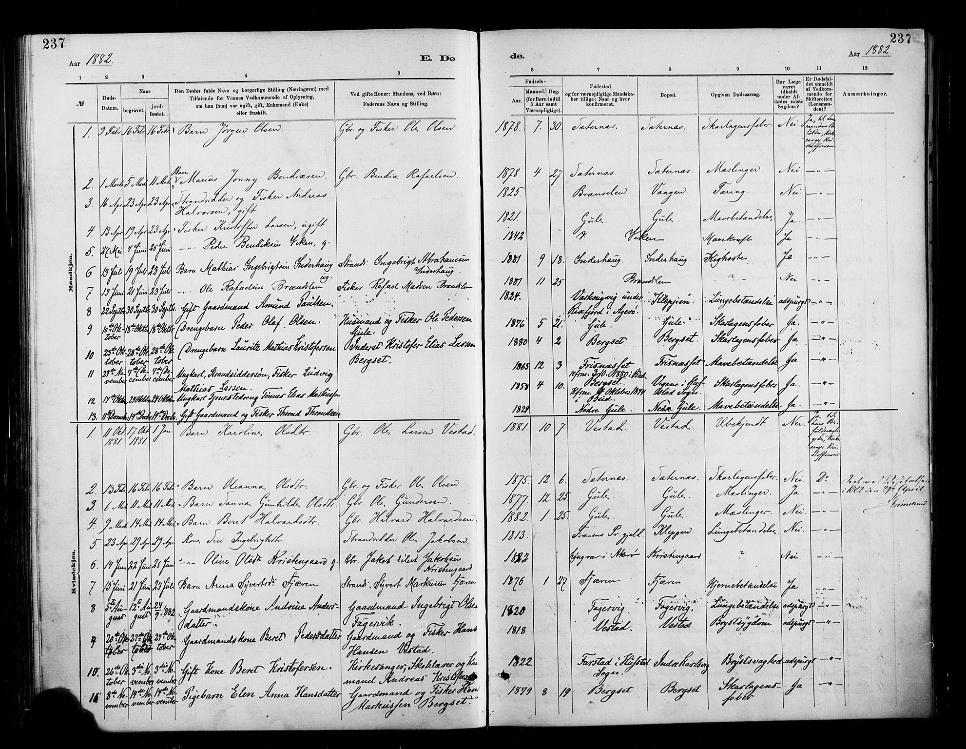 Ministerialprotokoller, klokkerbøker og fødselsregistre - Møre og Romsdal, SAT/A-1454/566/L0769: Parish register (official) no. 566A08, 1881-1903, p. 237