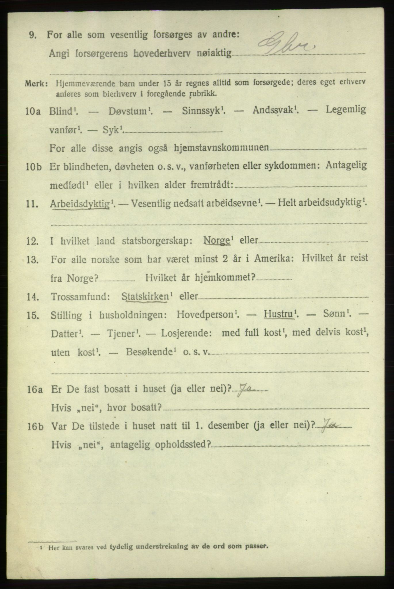 SAB, 1920 census for Tysnes, 1920, p. 10429