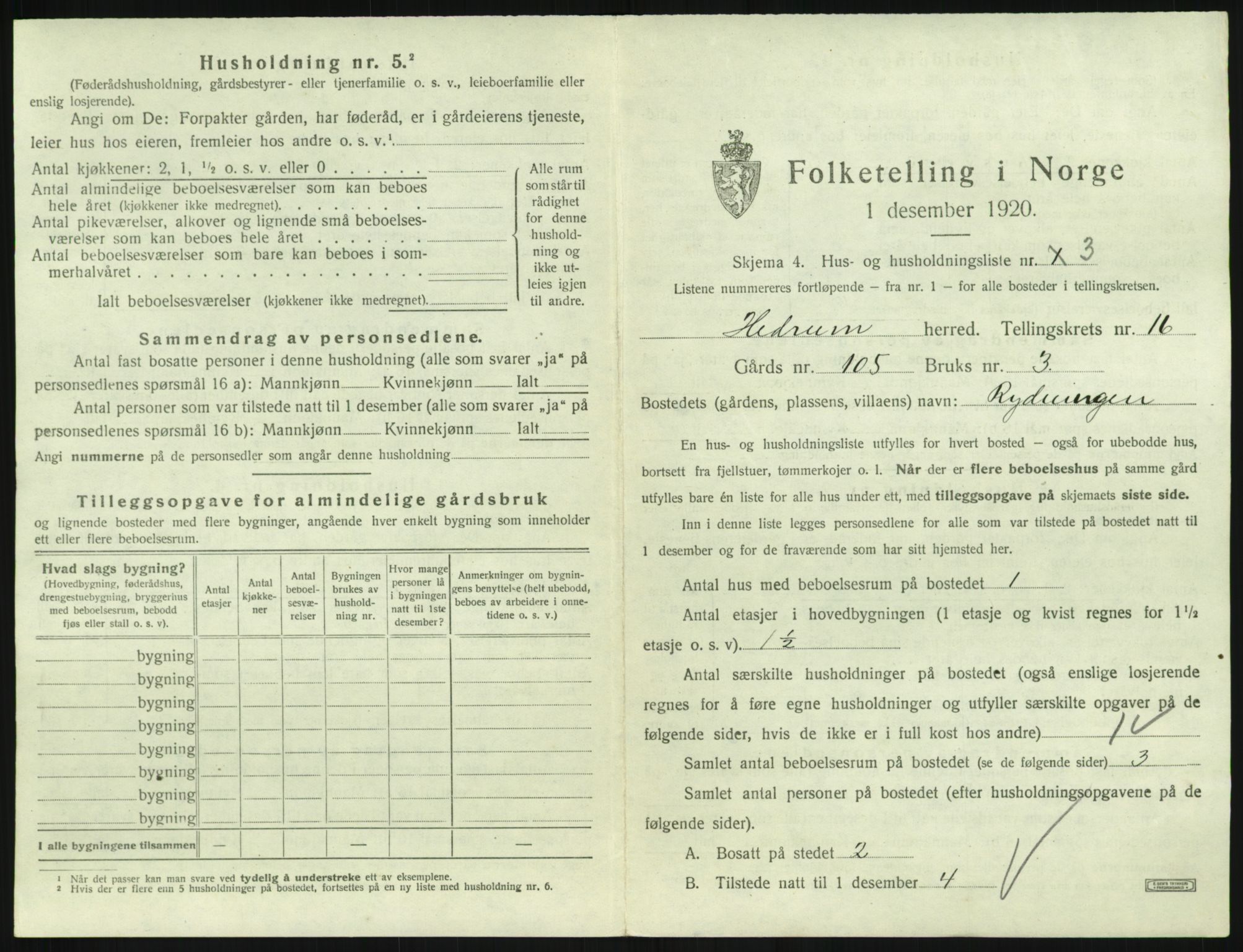 SAKO, 1920 census for Hedrum, 1920, p. 1471