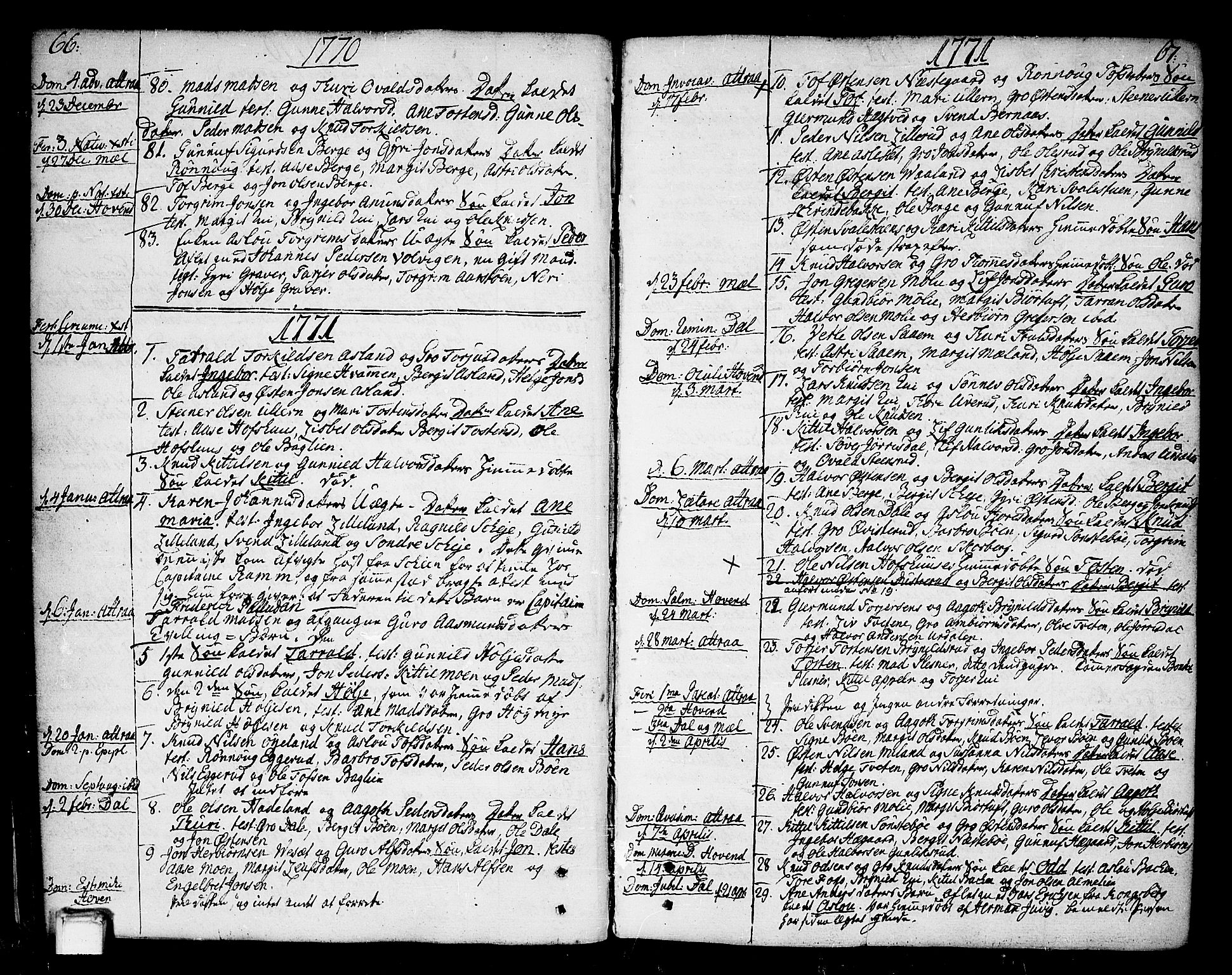 Tinn kirkebøker, SAKO/A-308/F/Fa/L0002: Parish register (official) no. I 2, 1757-1810, p. 66-67
