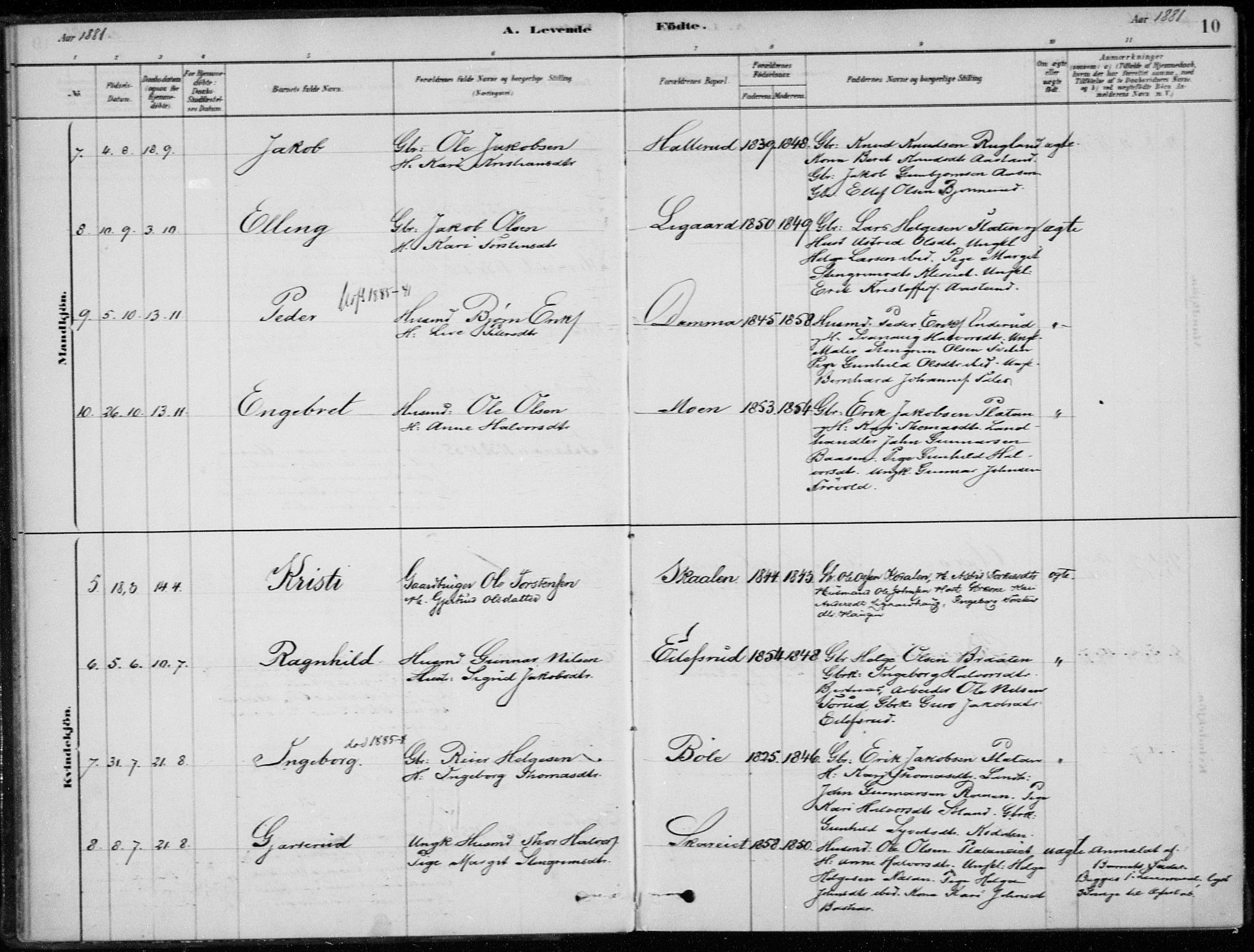 Sigdal kirkebøker, AV/SAKO-A-245/F/Fc/L0001: Parish register (official) no. III 1, 1879-1893, p. 10