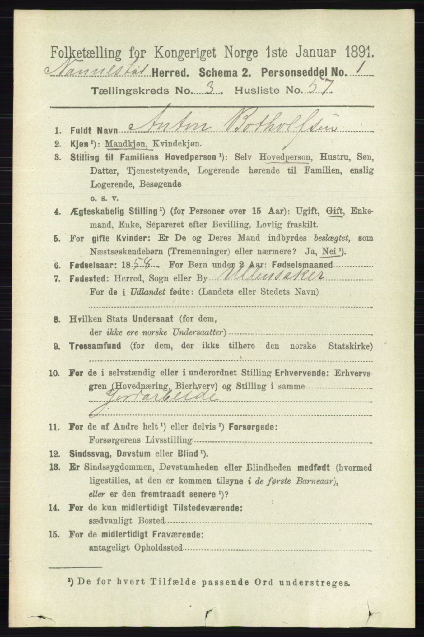 RA, 1891 census for 0238 Nannestad, 1891, p. 1803