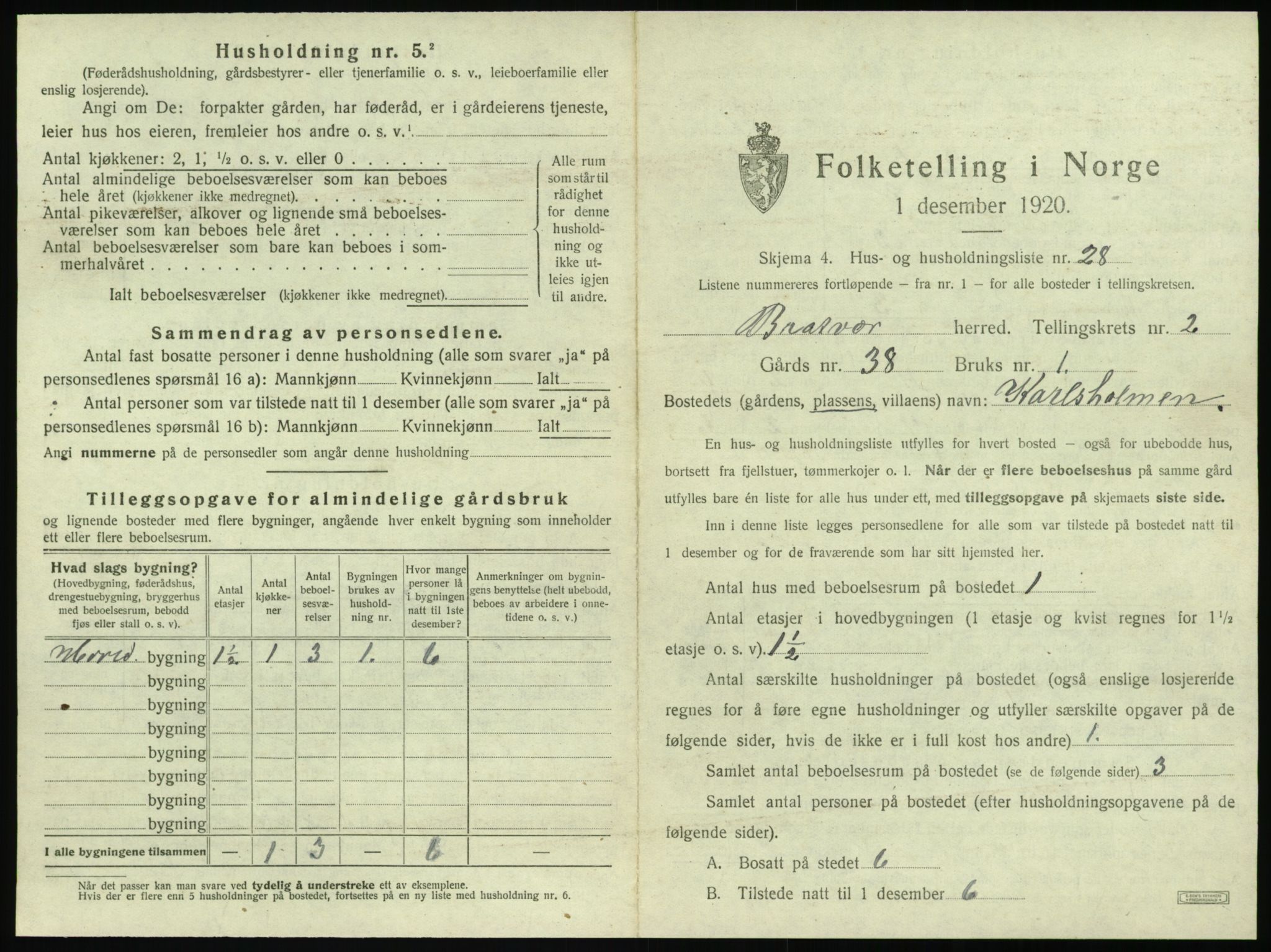 SAT, 1920 census for Brattvær, 1920, p. 114