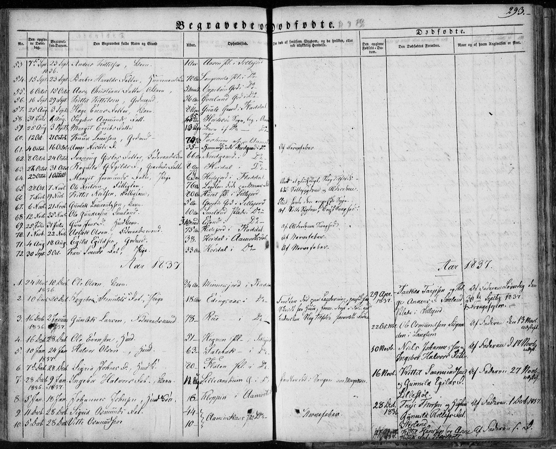 Seljord kirkebøker, SAKO/A-20/F/Fa/L0011: Parish register (official) no. I 11, 1831-1849, p. 293