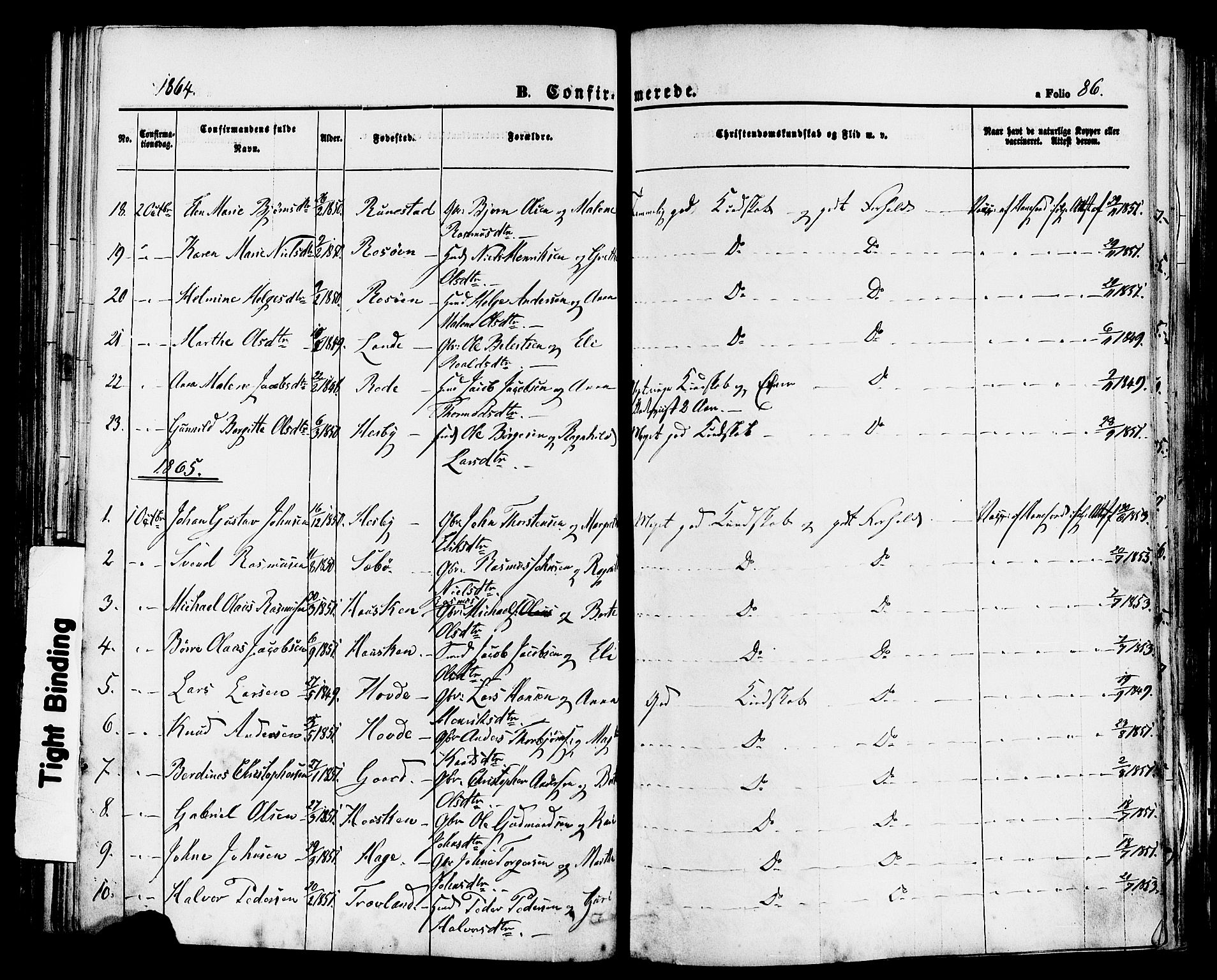 Finnøy sokneprestkontor, SAST/A-101825/H/Ha/Haa/L0008: Parish register (official) no. A 8, 1863-1878, p. 86