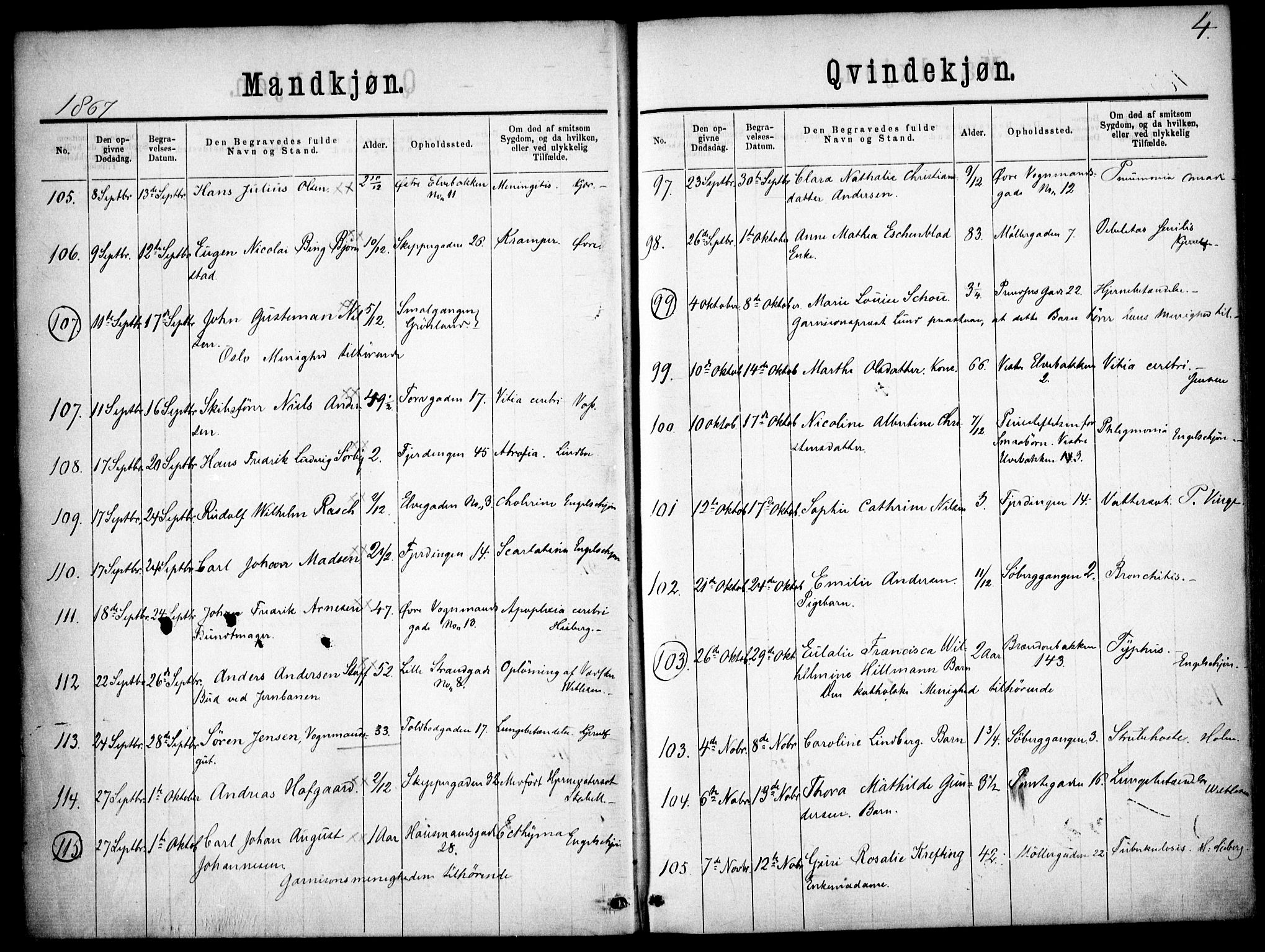 Oslo domkirke Kirkebøker, AV/SAO-A-10752/F/Fa/L0026: Parish register (official) no. 26, 1867-1884, p. 4