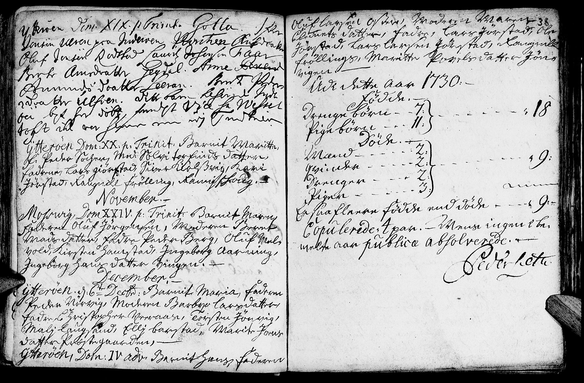 Ministerialprotokoller, klokkerbøker og fødselsregistre - Nord-Trøndelag, SAT/A-1458/722/L0215: Parish register (official) no. 722A02, 1718-1755, p. 38