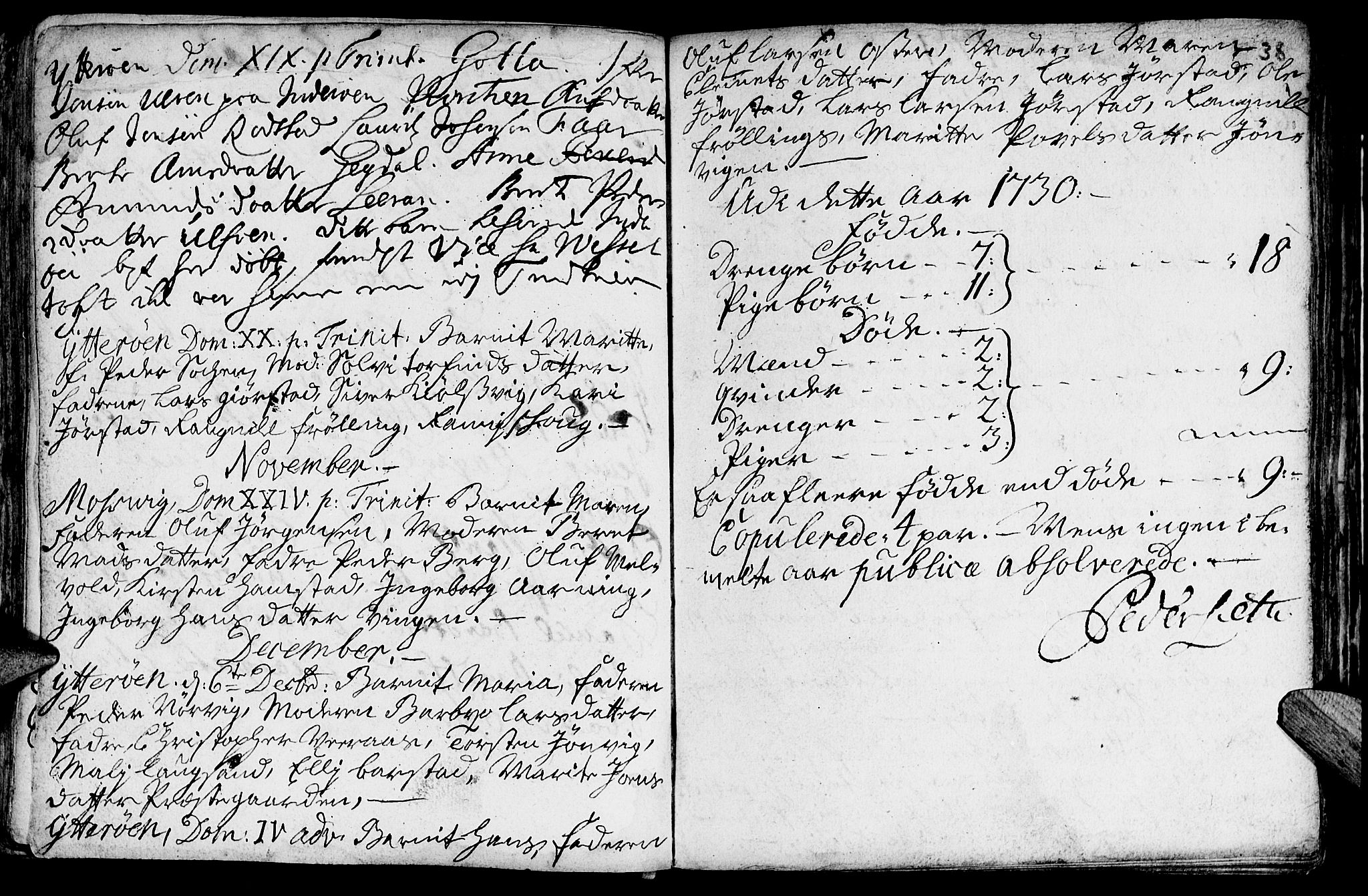 Ministerialprotokoller, klokkerbøker og fødselsregistre - Nord-Trøndelag, AV/SAT-A-1458/722/L0215: Parish register (official) no. 722A02, 1718-1755, p. 38